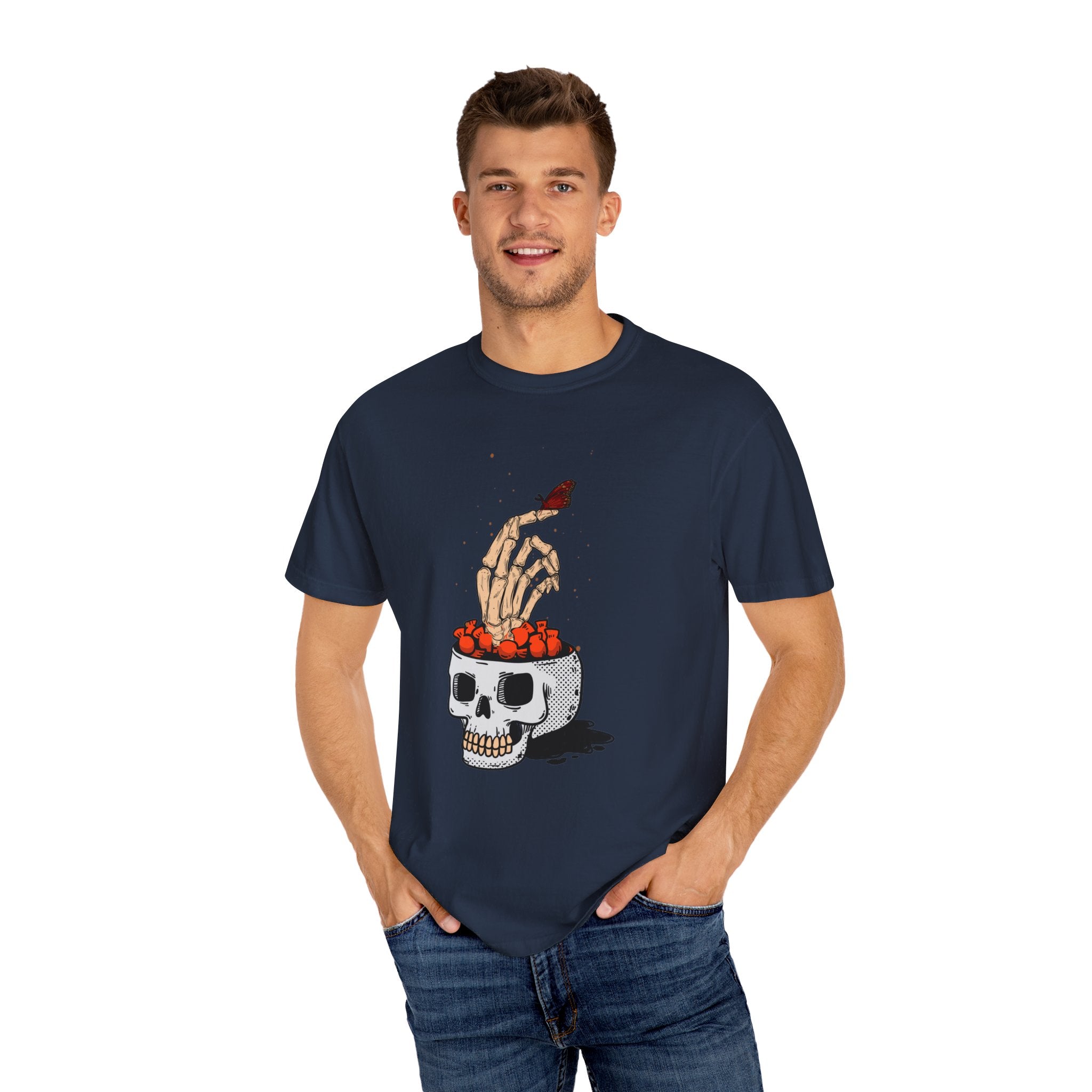 Skull skeleton hand halloween T-Shirt, Skeleton Hand T-Shirt, Skeleton Shirt, Horror Gift, Skeleton Rock Tee, Rock and Roll Shirt, Comfort Colors Shirt