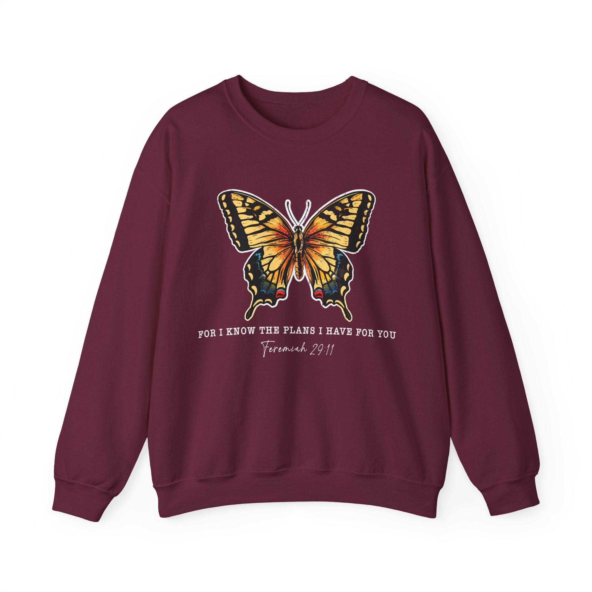 Butterfly Bible Verse Sweatshirt, Religious Shirt, Inspirational Quotes, Christian Shirt, For I Know The Plans I Have For You, Positive Sayings