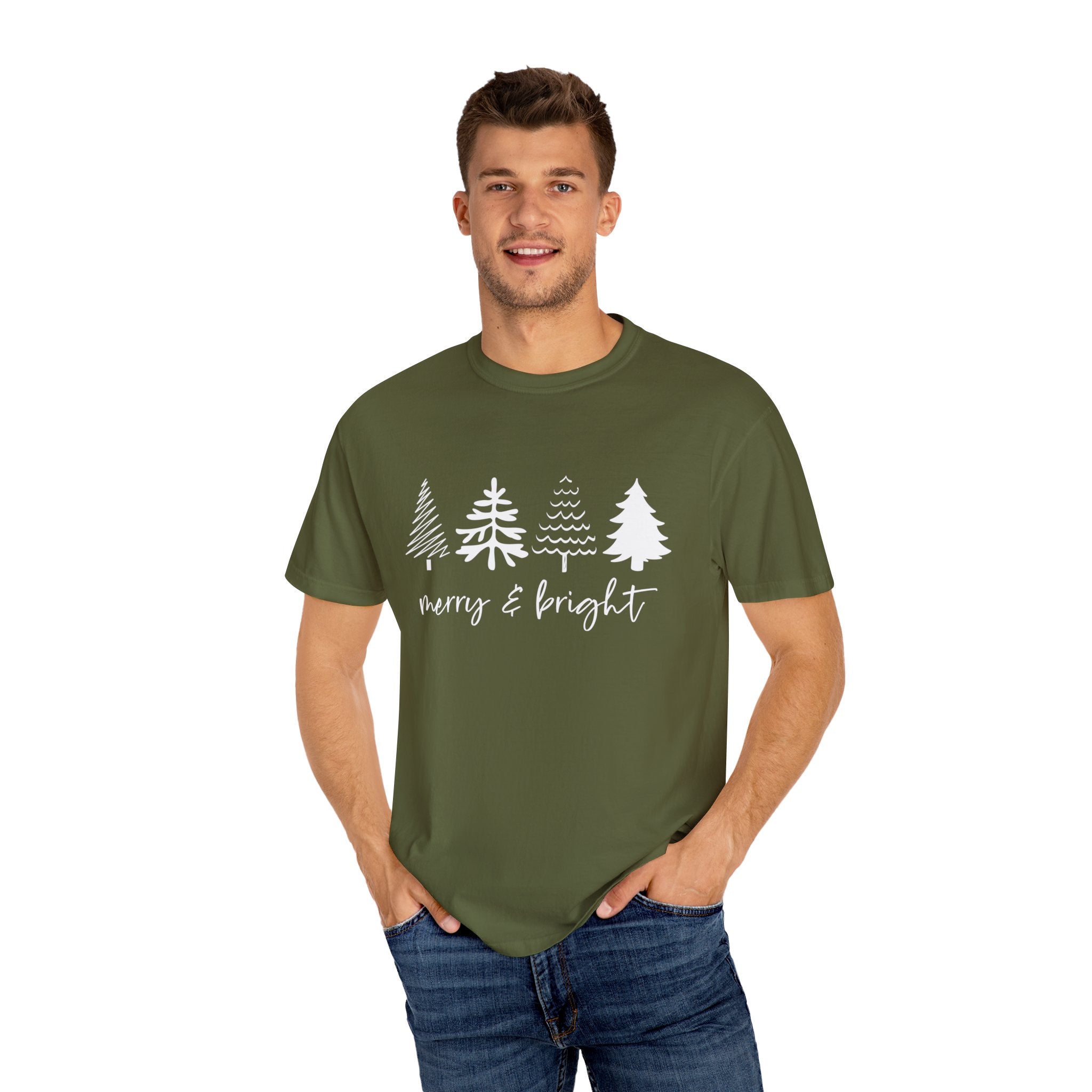 Merry Christmas Tree Shirt, Merry & Bright Christmas Tree Shirt, Womens Christmas Shirt, Cute Christmas Shirt, Holiday Shirt, Pine Tree Shirt