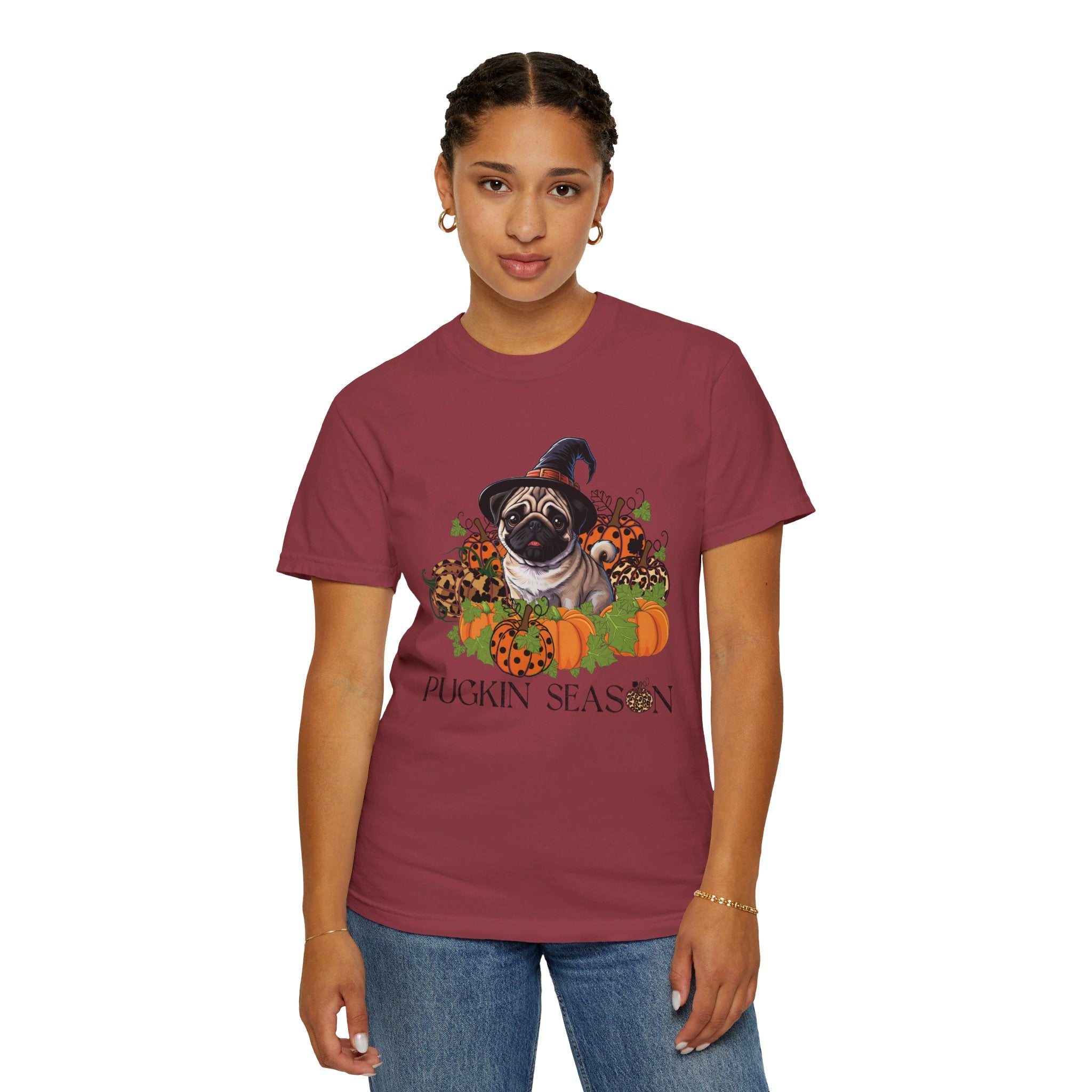 Fall Pug Shirt, Pugkin Season Shirt, Leopard Print Pumpkin T-shirt, Cute Dog Lover Graphic Tee, Halloween Party Gift Tshirt