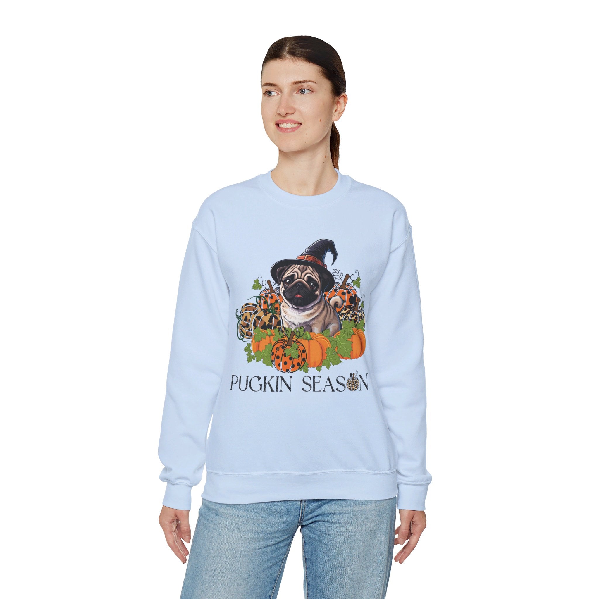 Fall Pug Sweatshirt, Pugkin Season Shirt, Leopard Print Pumpkin T-shirt, Cute Dog Lover Graphic Tee, Halloween Party Gift Tshirt