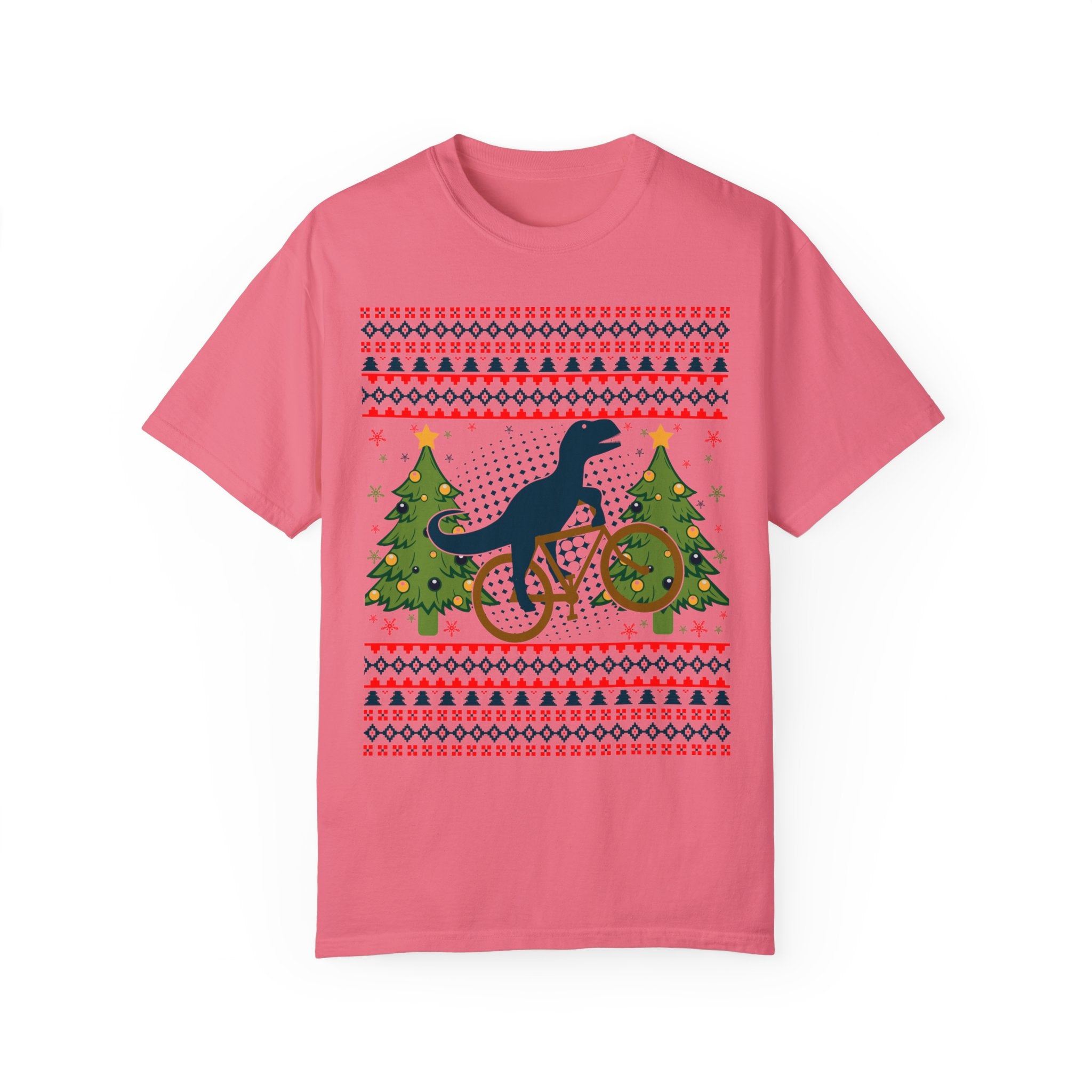 Ugly Christmas Dinosaur Riding Bike Shirt, Dinosaur Christmas Sweater, Dino Riders Tshirt, Dinosaur on a Bike Shirt