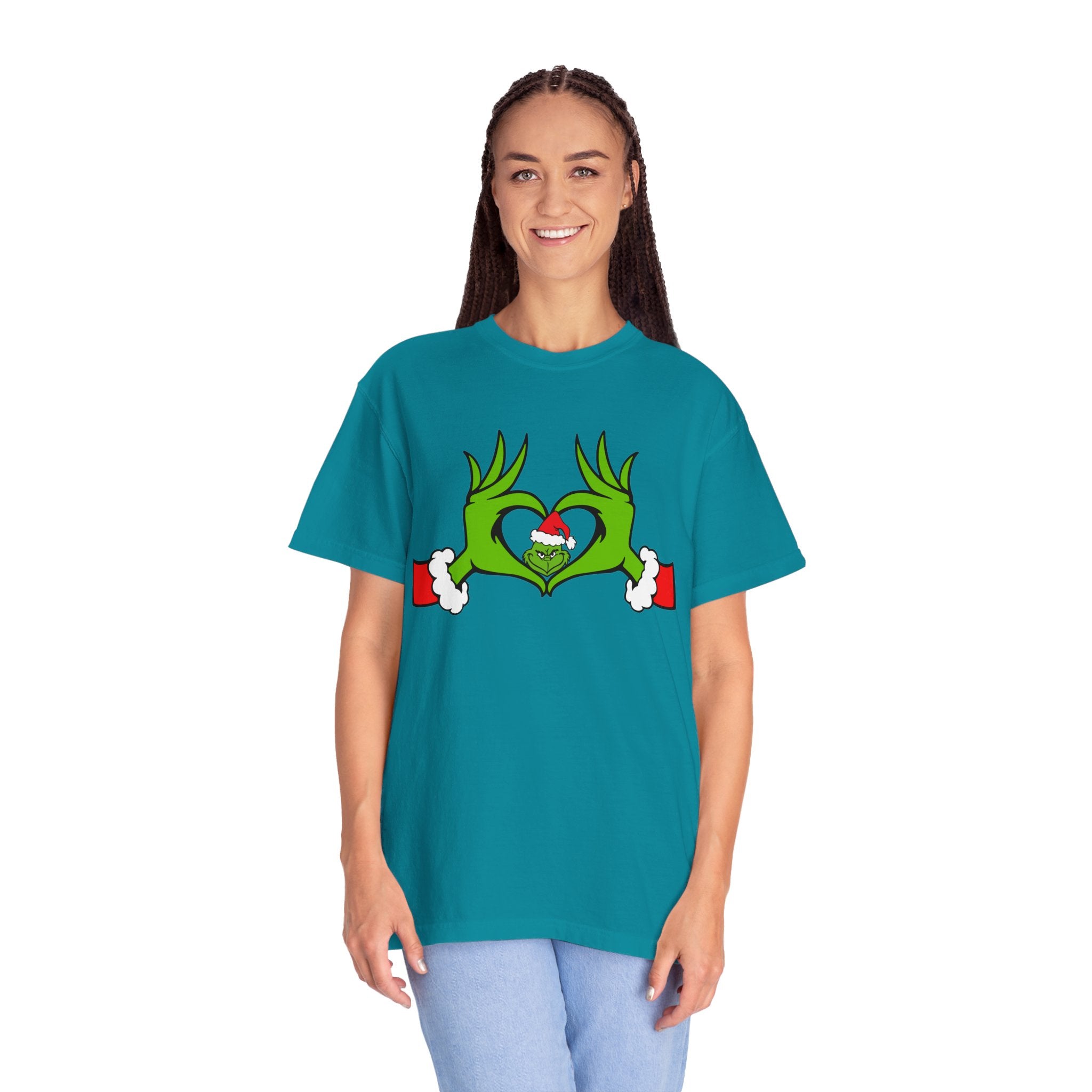 Grinch Heart Hands Graphic Tees, Grinch T-Shirt, Christmas Shirt, Xmas Clothing, Holiday T Shirts, Christmas Gifts, Christmas Party Shirt, Grinchmas T-shirt