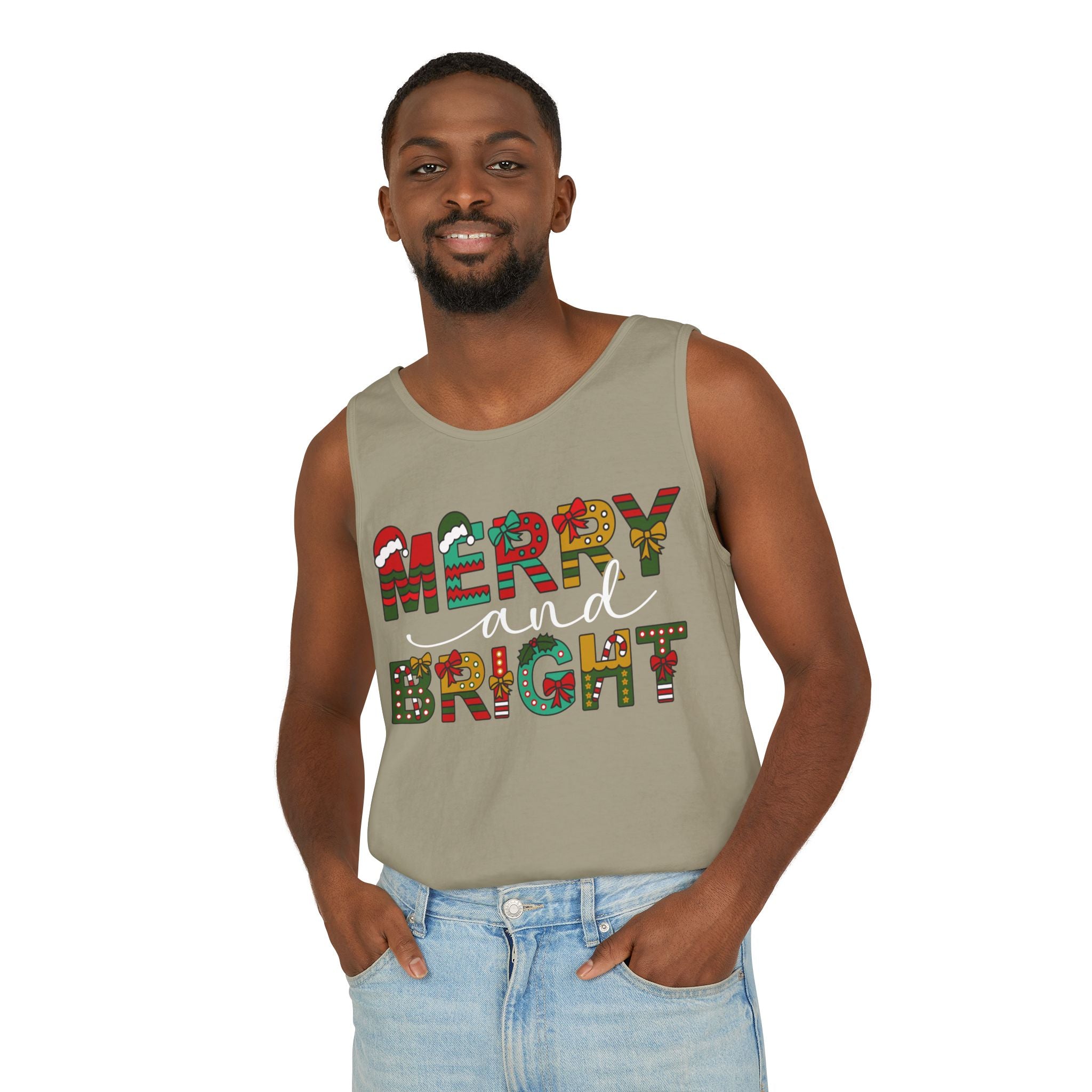 Merry and Bright Tank Top, Merry and Bright Christmas Tank Top, Holiday Shirt for Women, Unique Holiday Gift, Christmas Party Outfit, Xmas Shirts