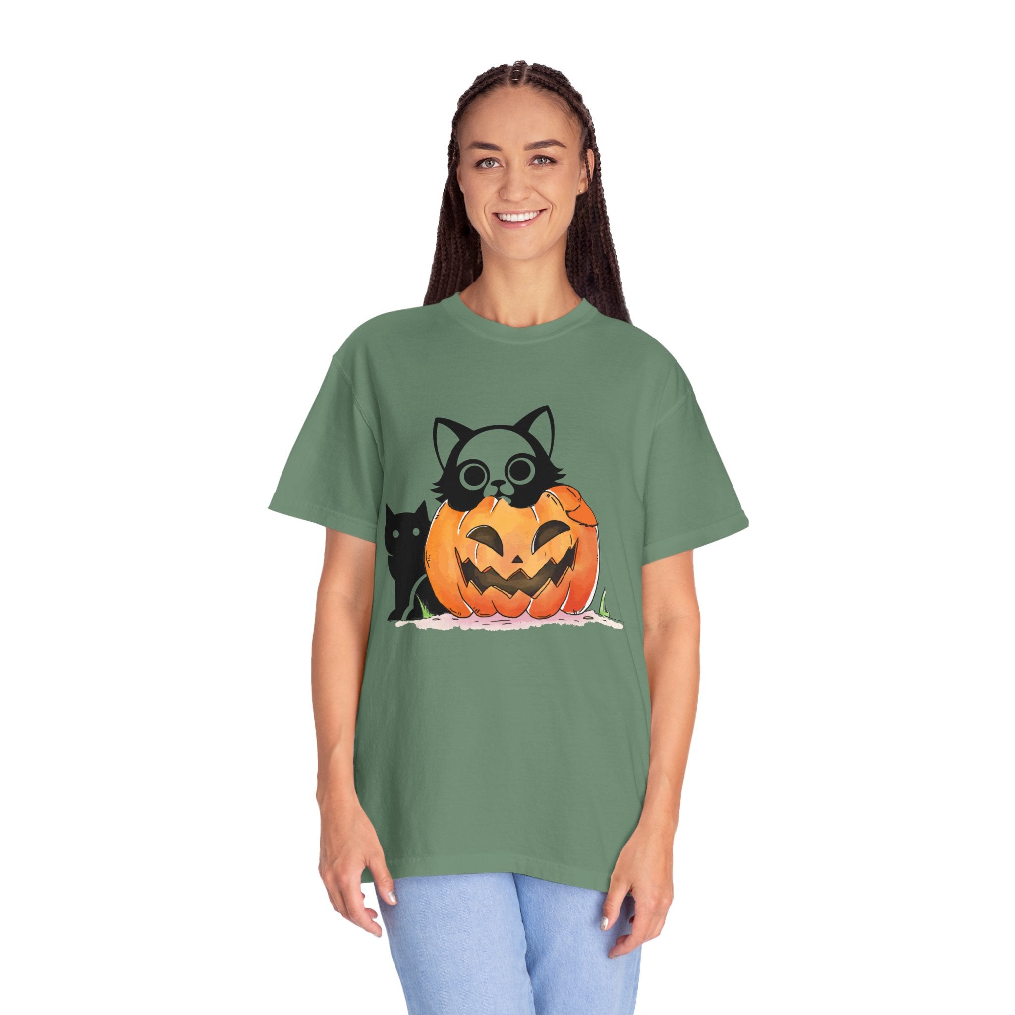 Vintage 90s Cat Halloween Shirt, Retro Halloween Shirt, Spooky Season Tee, Pumpkin Shirt, Halloween Shirt, Vintage Halloween Shirt