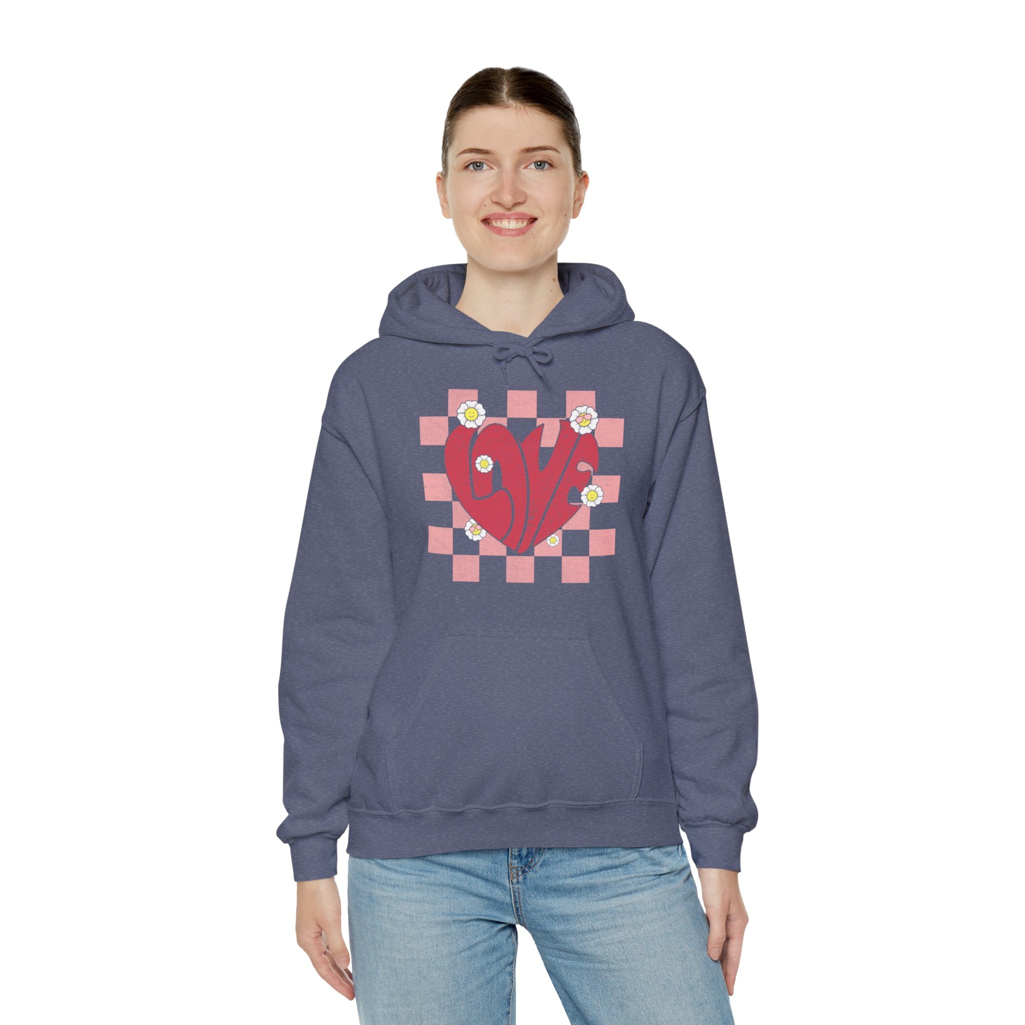 Valentine Heart Hoodie, Retro Love Hoodie, Love Shirt, Xoxo Shirt, Valentines Day Gift, Checker heart Hoodie, Heart Love Shirt