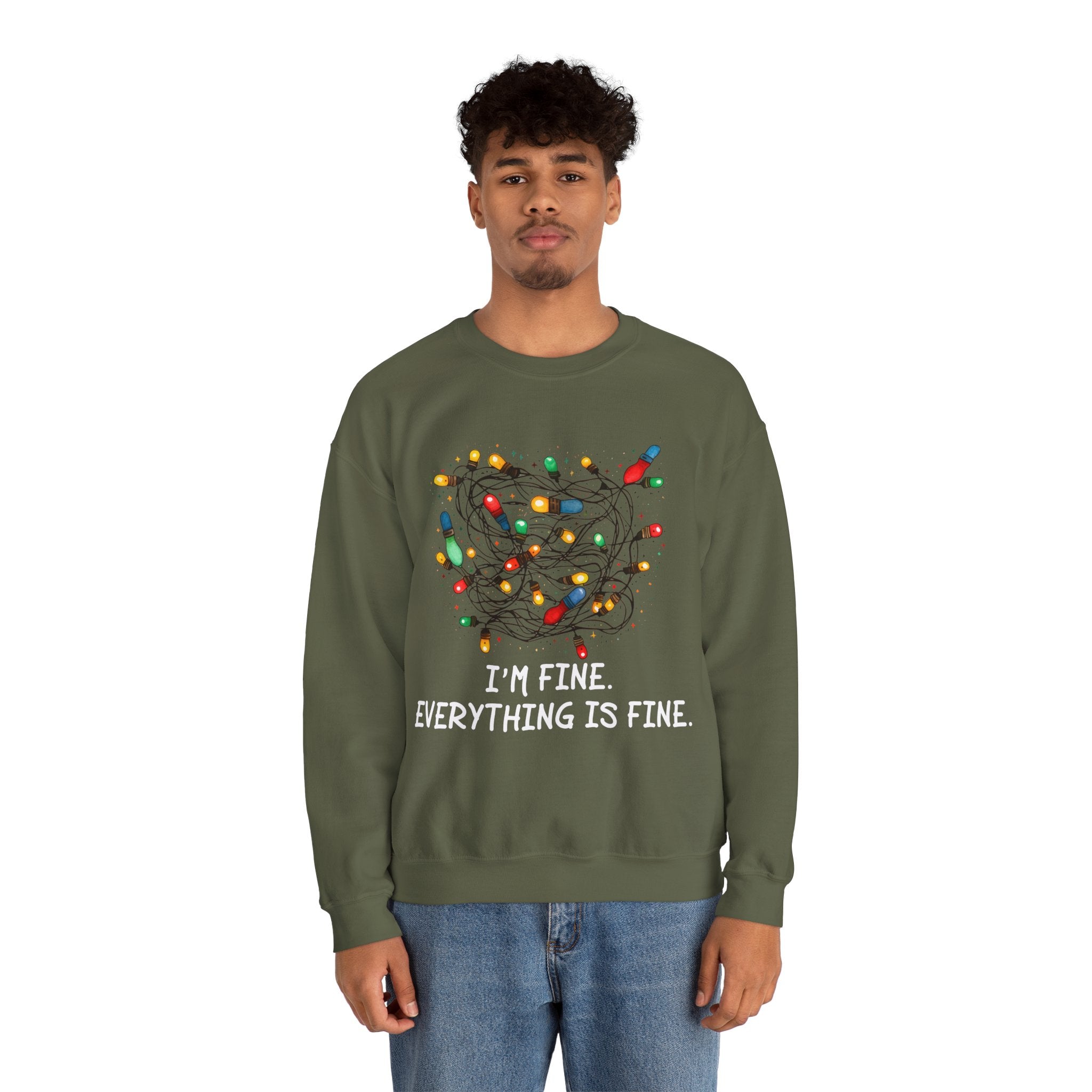 I'm Fine Everything Is Fine Sweatshirt, Christmas Sweatshirt, Sweatshirts Women, Christmas Sweatshirt Women, Christmas Lights Sweatshirt