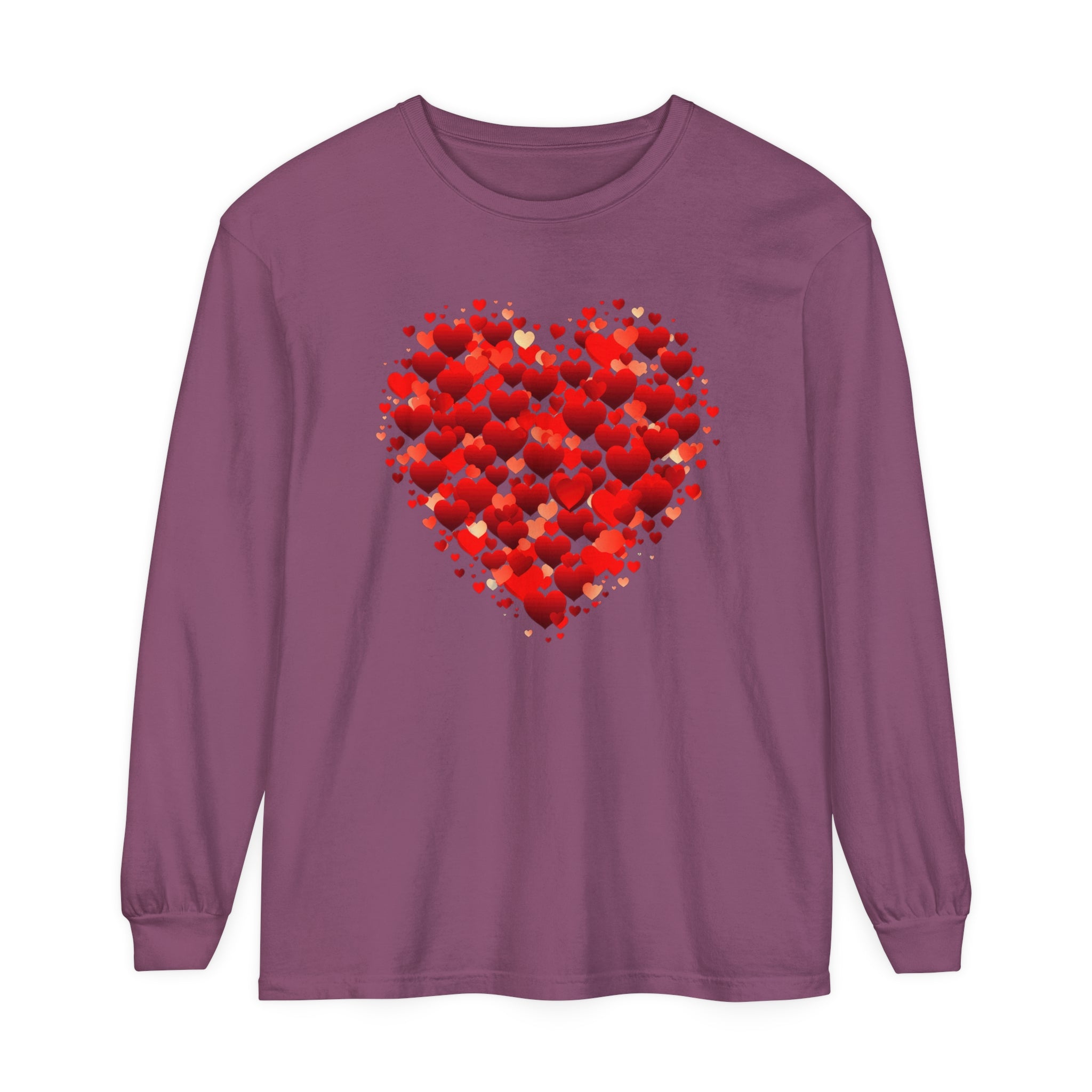 Valentines Day Red Heart Long Sleeve T-Shirt, Anniversary Love Long Sleeve Shirt, Double Heart Sweatshirt, Birthday Red Heart Shirt, Mothers Day Tee