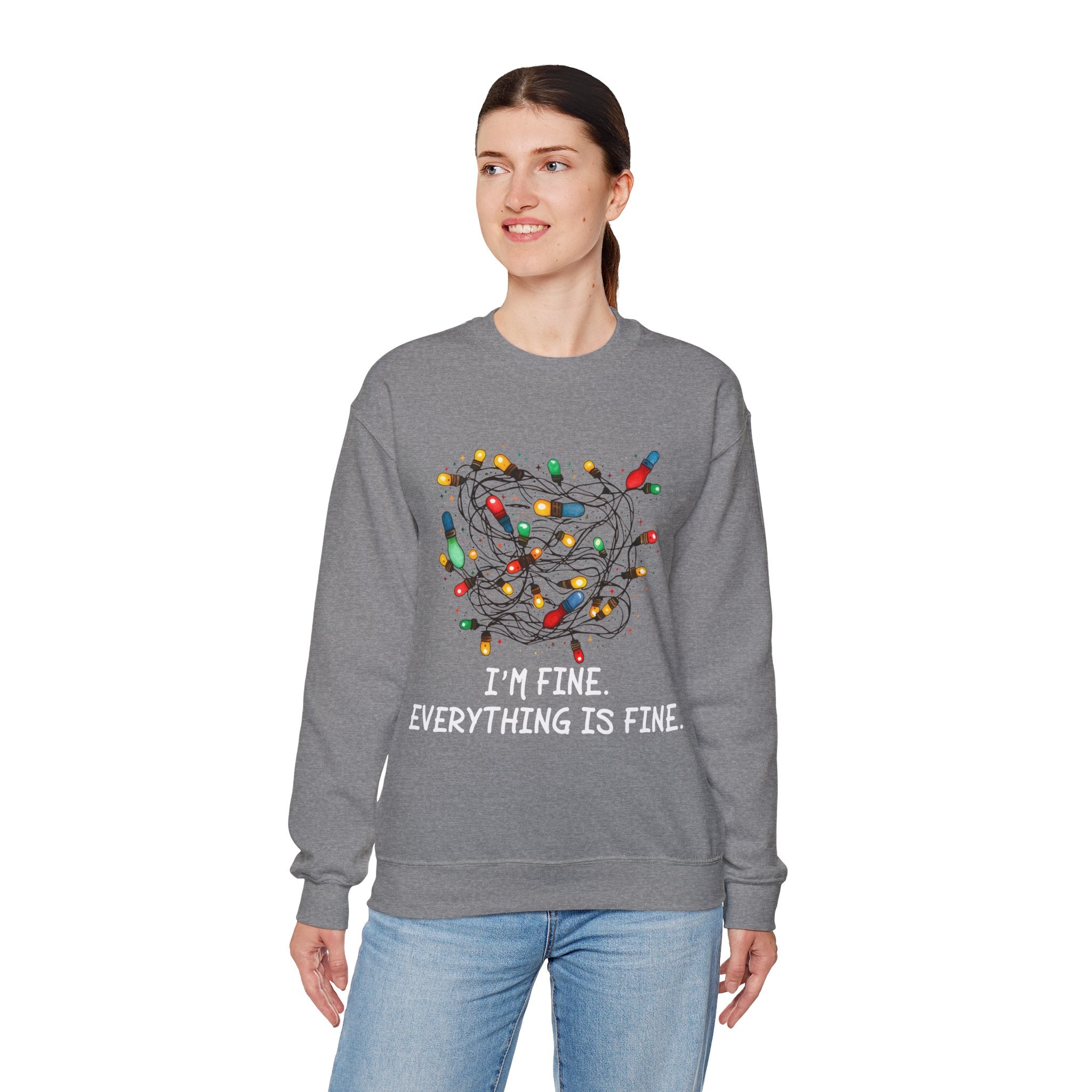 I'm Fine Everything Is Fine Sweatshirt, Christmas Sweatshirt, Sweatshirts Women, Christmas Sweatshirt Women, Christmas Lights Sweatshirt