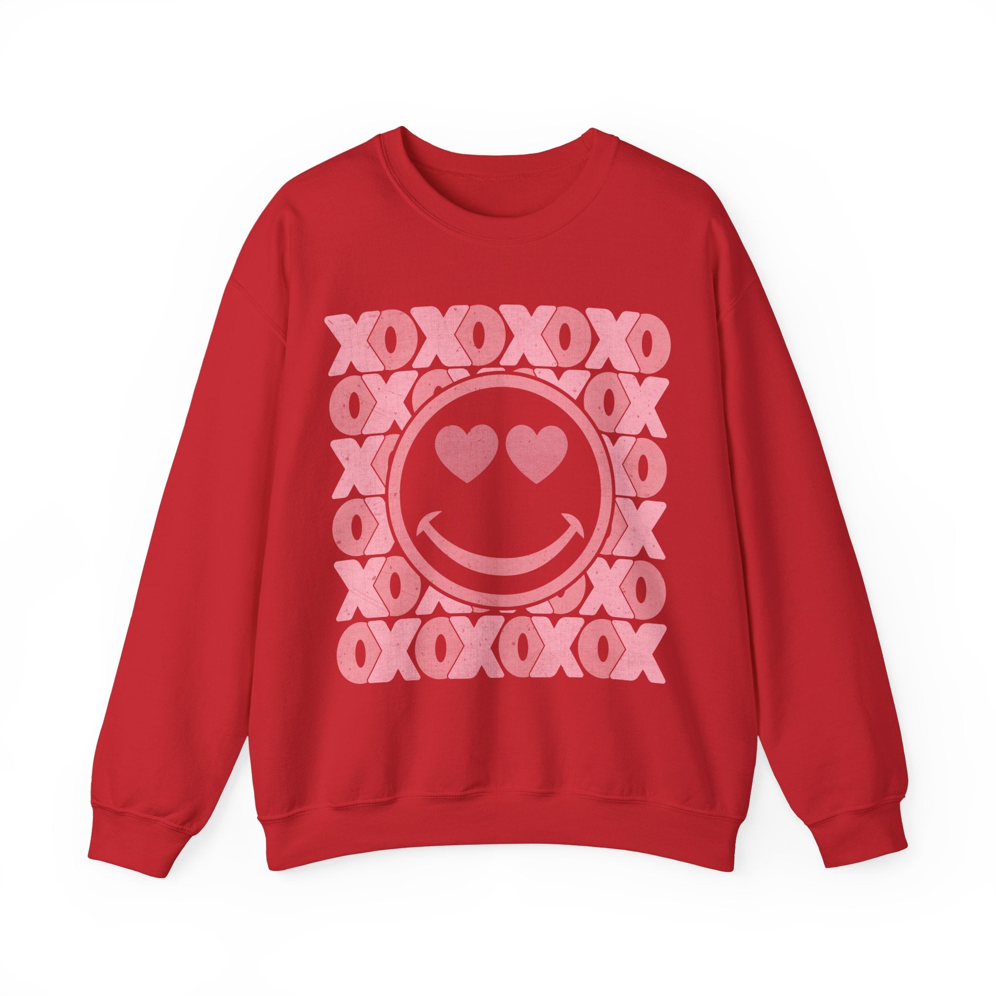 XOXO Smiley Face Sweatshirt, Valentines Smile Shirt, Retro Happy Face Crewneck, Trendy Sweatshirt, Cute Valentines Outfit