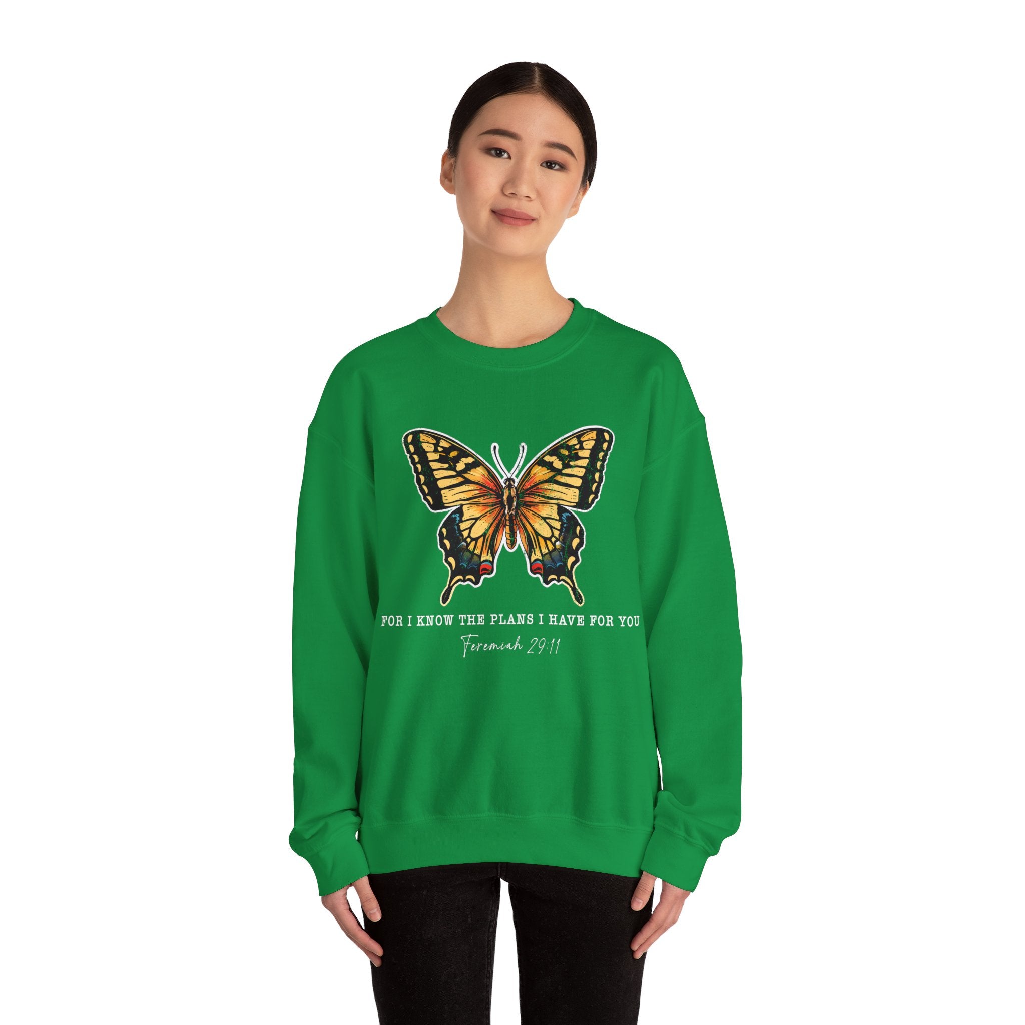 Butterfly Bible Verse Sweatshirt, Religious Shirt, Inspirational Quotes, Christian Shirt, For I Know The Plans I Have For You, Positive Sayings