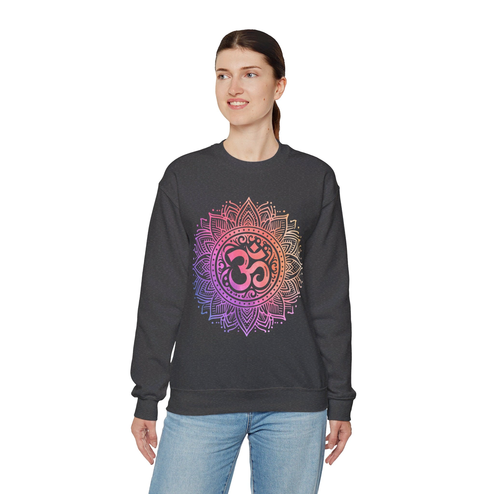 Om Mandala Sacred Geometry Sweatshirt Yoga Art Meditation Mindfulness Gift Boho Aesthetic Clothing