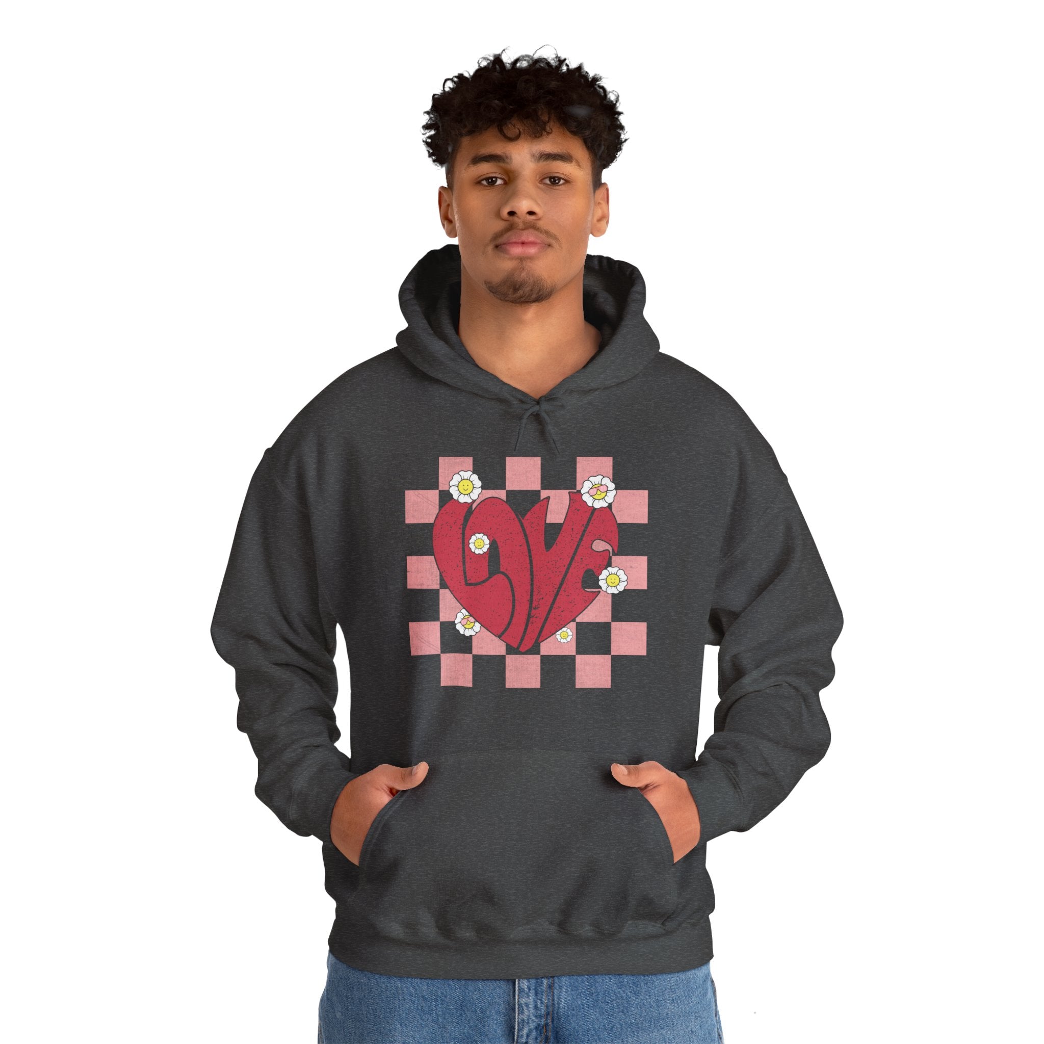 Valentine Heart Hoodie, Retro Love Hoodie, Love Shirt, Xoxo Shirt, Valentines Day Gift, Checker heart Hoodie, Heart Love Shirt