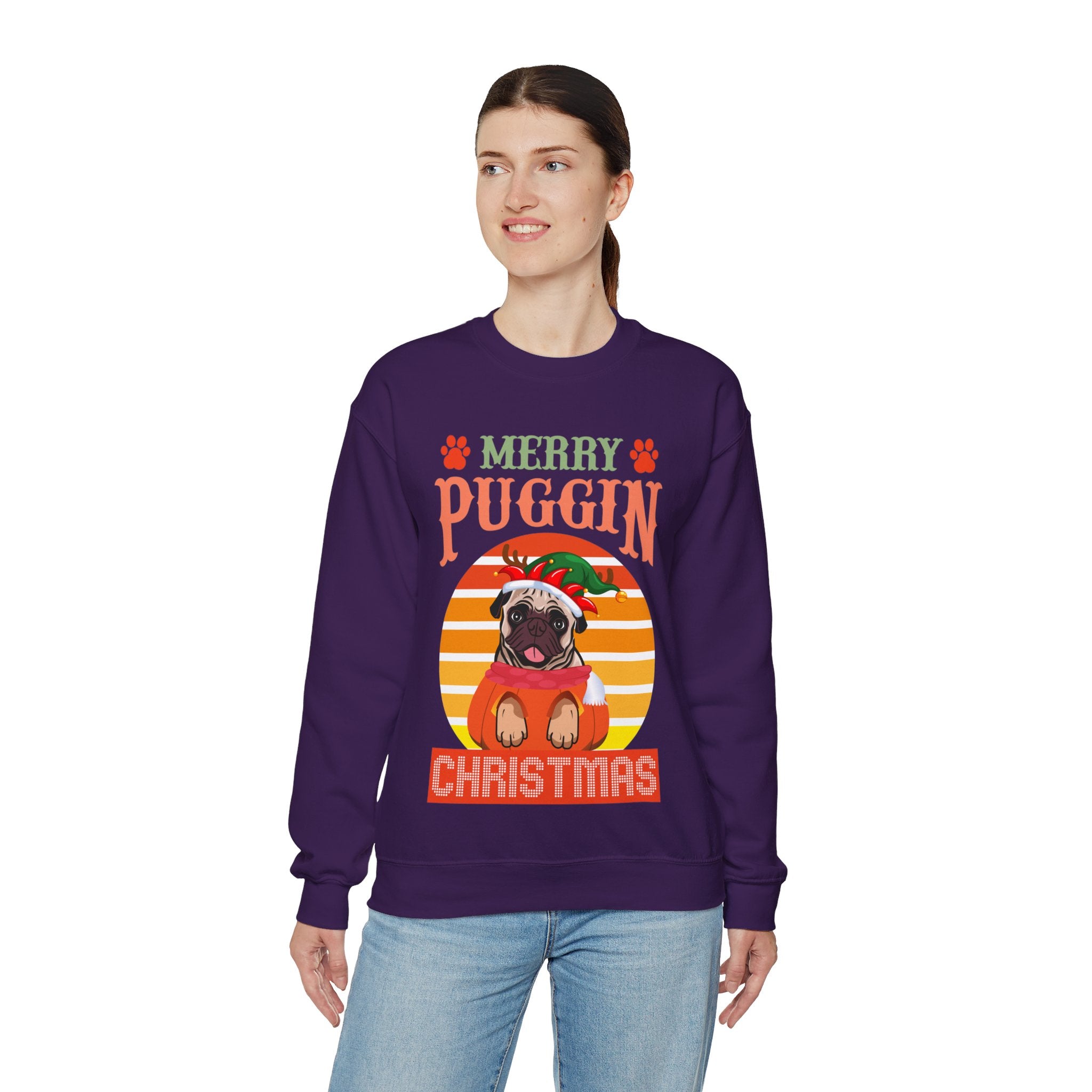 Pug Christmas Sweatshirt, Dog Lover Gift, Holiday Sweaters, Christmas Pugs Shirt, Pug In Santa Hat, Dog Mom Shirt, Santa Pug Shirt