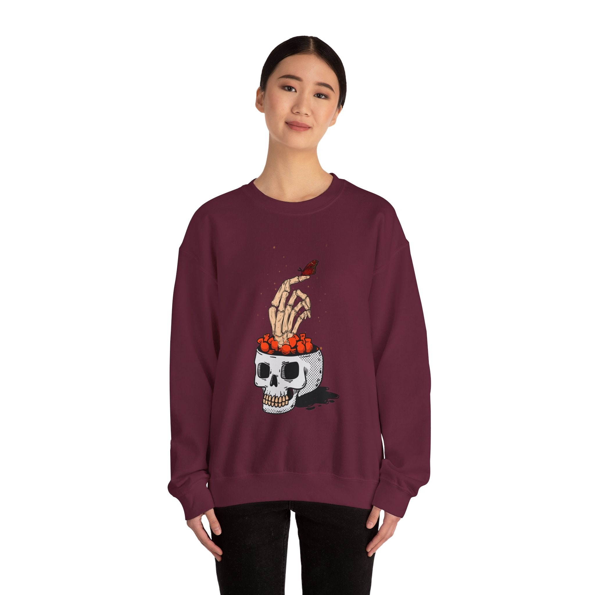 Skull skeleton hand halloween Sweatshirt, Skeleton Hand T-Shirt, Skeleton Shirt, Horror Gift, Skeleton Rock Tee, Rock and Roll Shirt