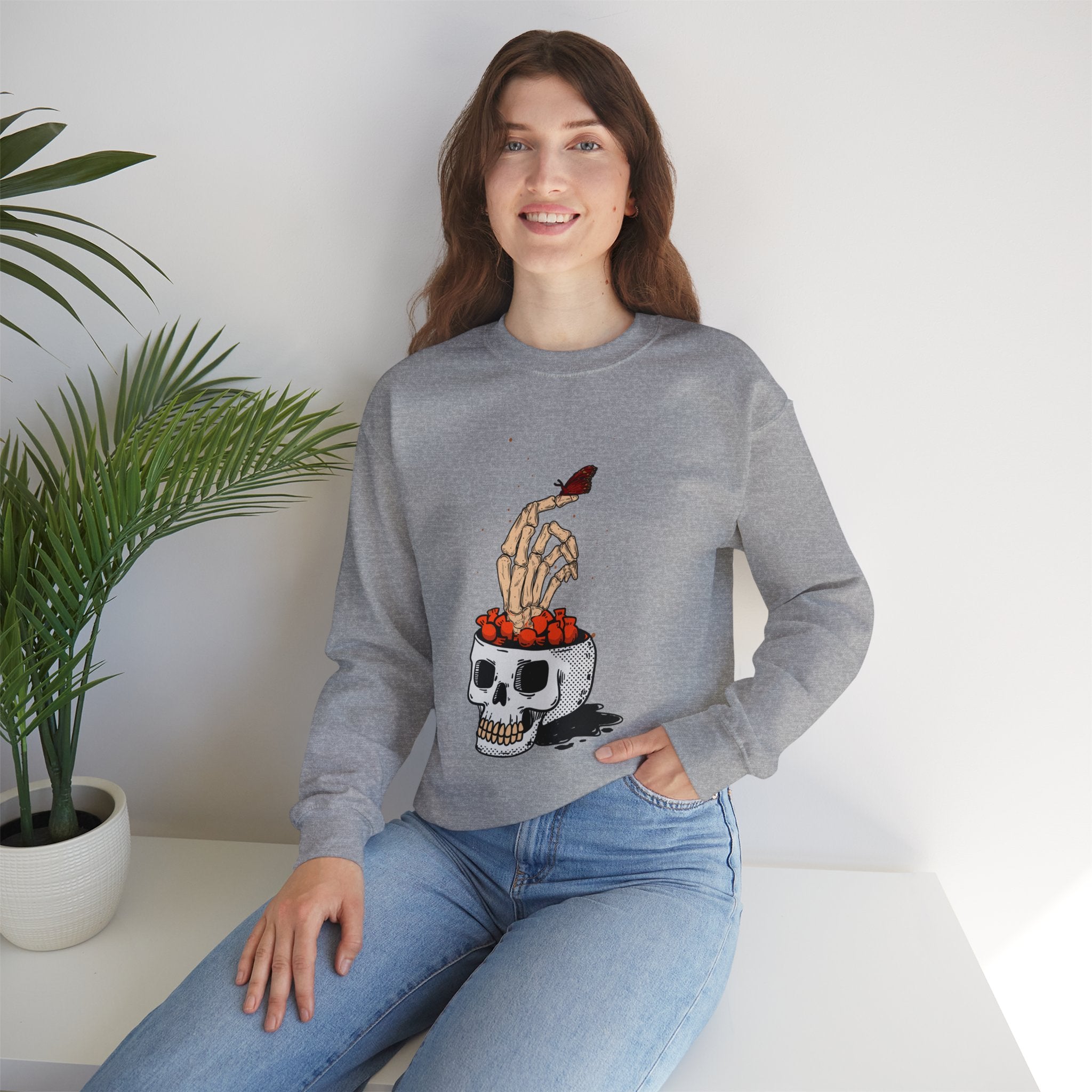 Skull skeleton hand halloween Sweatshirt, Skeleton Hand T-Shirt, Skeleton Shirt, Horror Gift, Skeleton Rock Tee, Rock and Roll Shirt