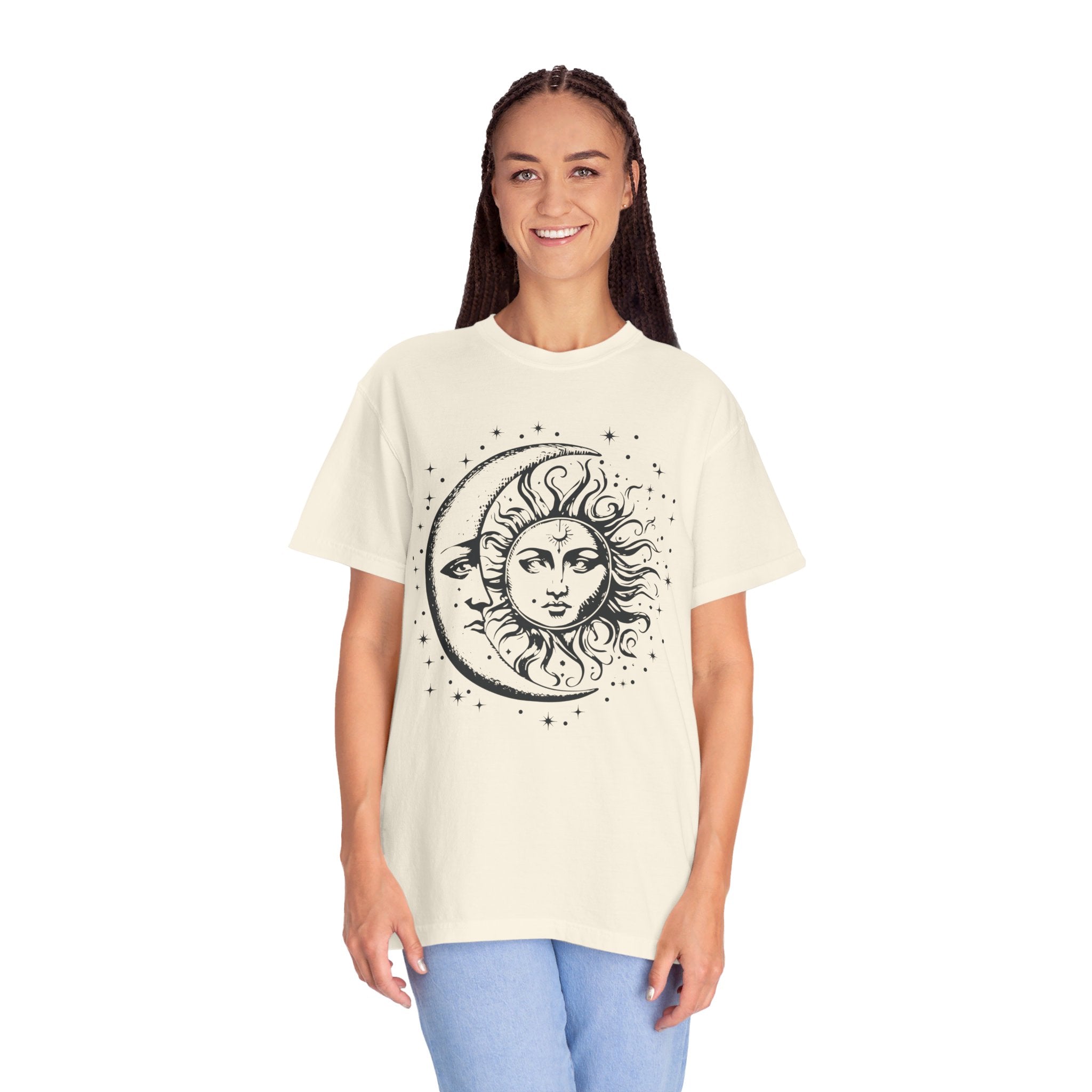 Celestial Shirt, Moon Phase T-shirt, Boho Mystical Moon And Sun Tee, Boho Moon Outfit, Spiritual Moon Unisex Clothing Gifts