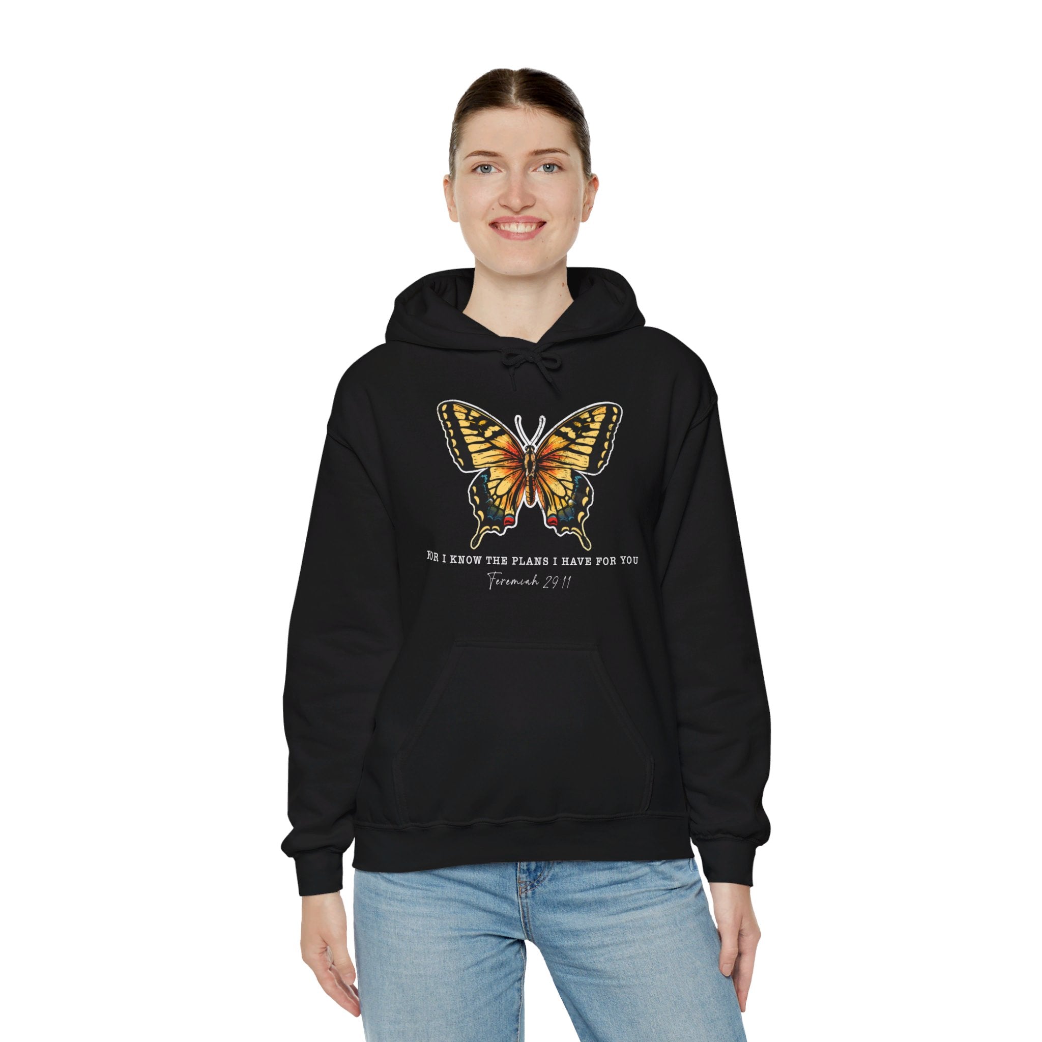 For I Know the Plans I Have For You, Butterfly Bible Verse Hoodie, Jeremiah 29:11, Religious Shirt, Fall Shirt, Butterfly Graphic