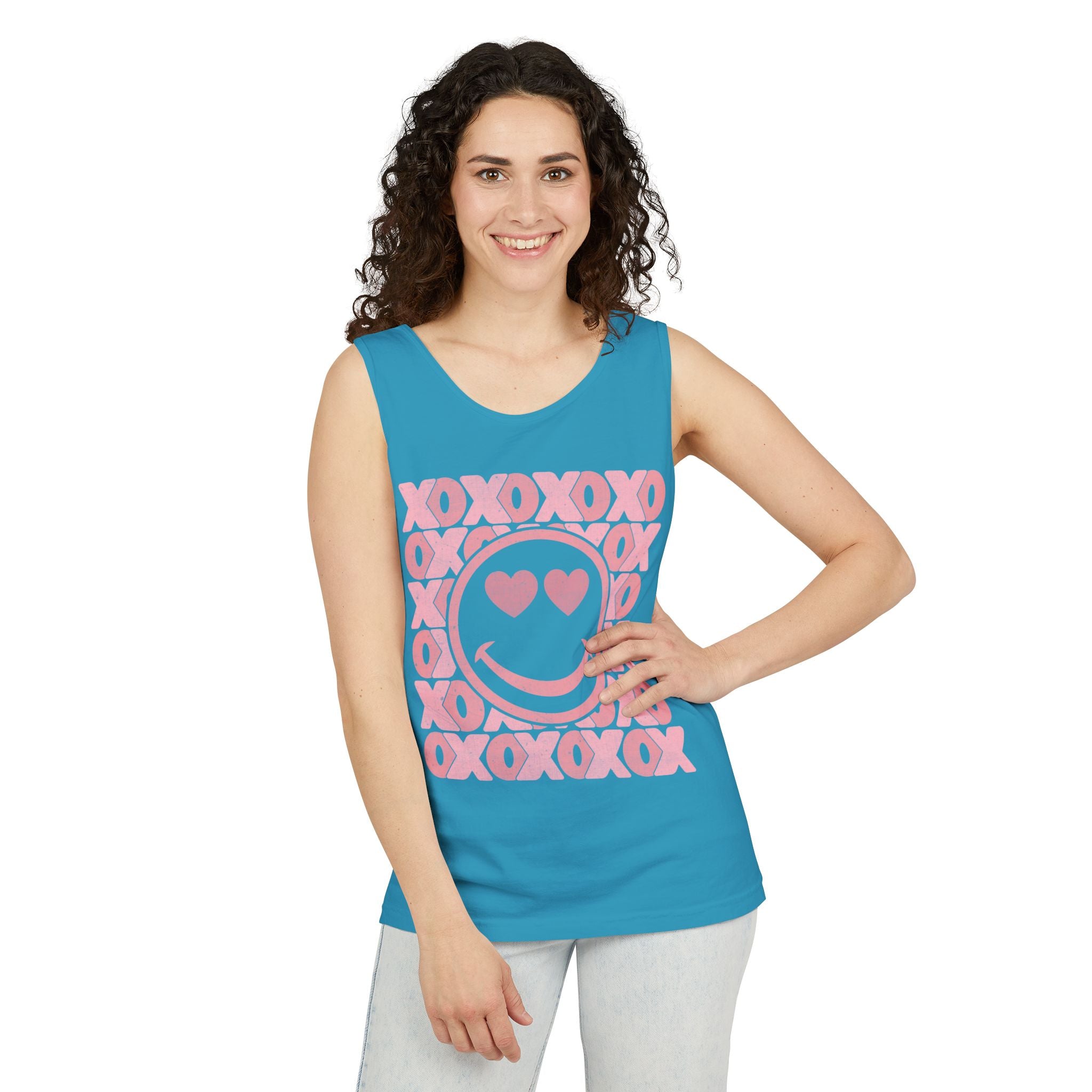 XOXO Smiley Face Tank Top, Valentine Heart Shirt, Love T-Shirt, XOXO Happy Smiley Face Tank Top, Valentines Day Gift, XOXO Heart Tee