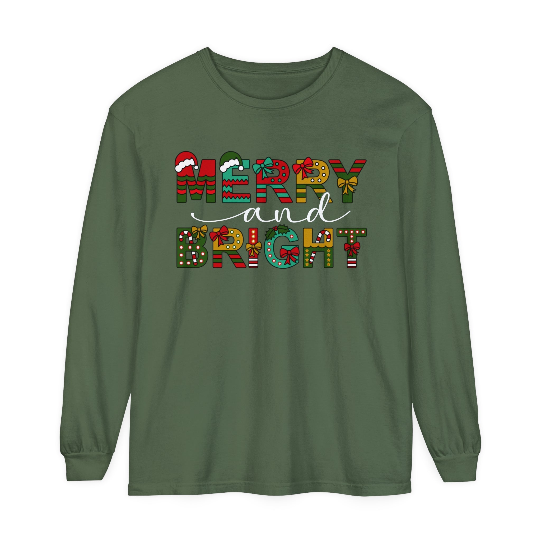 Merry and Bright Christmas Long Sleeve Shirts Christmas Shirts For Women Merry and Bright Shirt Cute Festive Gift Festive Holiday Shirts Cute XMAS Gift