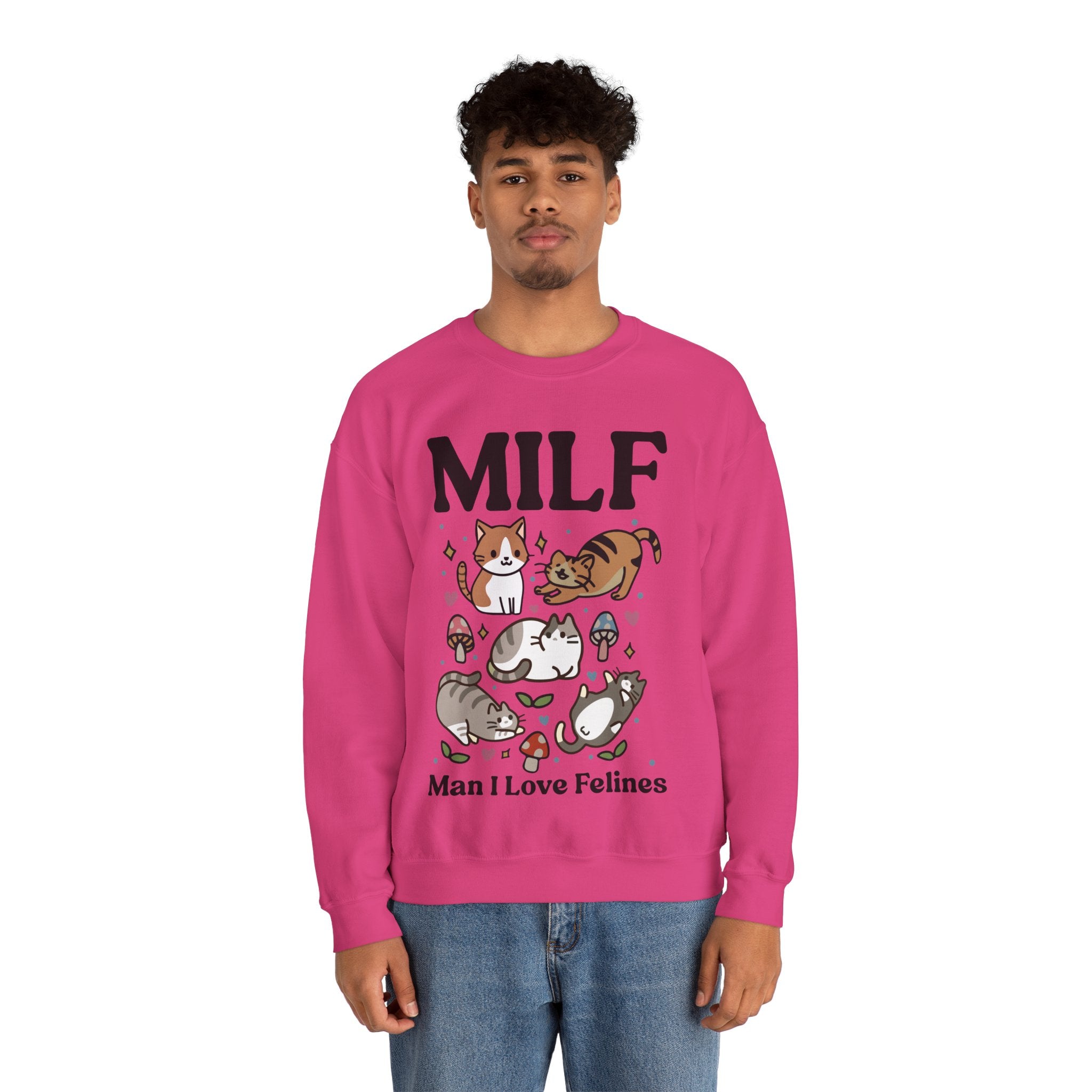 MILF Funny Sweatshirt, Man I Love Felines, Cat Lover Gift, Cat Lover Shirt, Cat Person Gifts, Cat Person Shirt, Mom Shirt Gift, Retro Cat Sweater