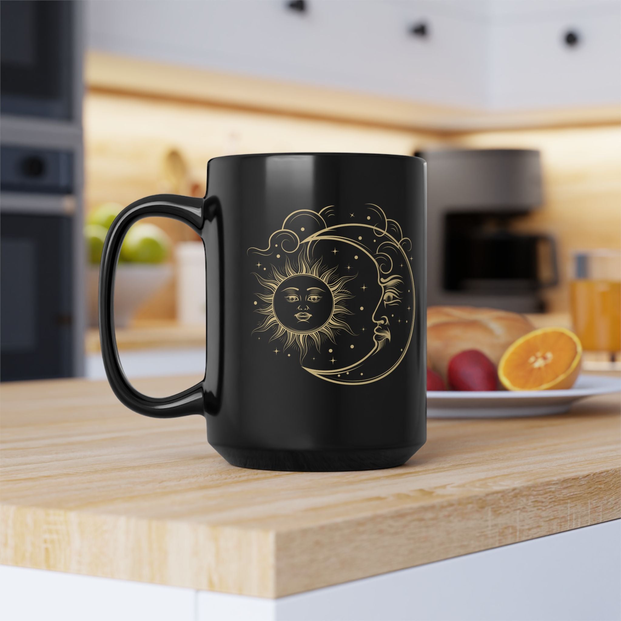 Sun and Moon Mug, Celestial Objects Coffee Mug, Vintage Astrological Gift for Astrologer, Zodiac, Horoscope, Moon Phases