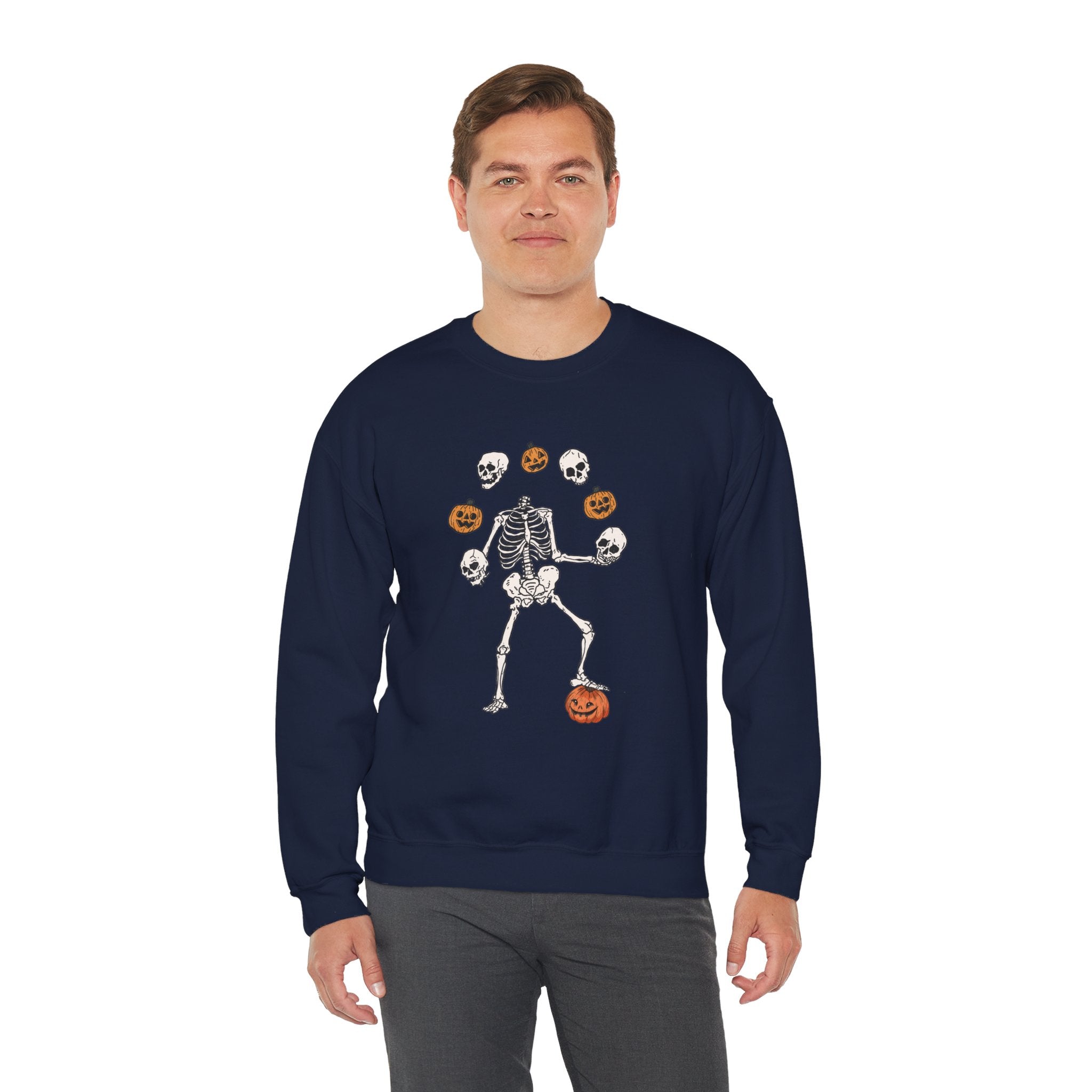 Dancing Skeleton Sweatshirt, Pumpkin Sweater, Pumpkin Skeleton Shirt, Fall Sweatshirt, Halloween Party Sweatshirt, Spooky Season Sweatshirt