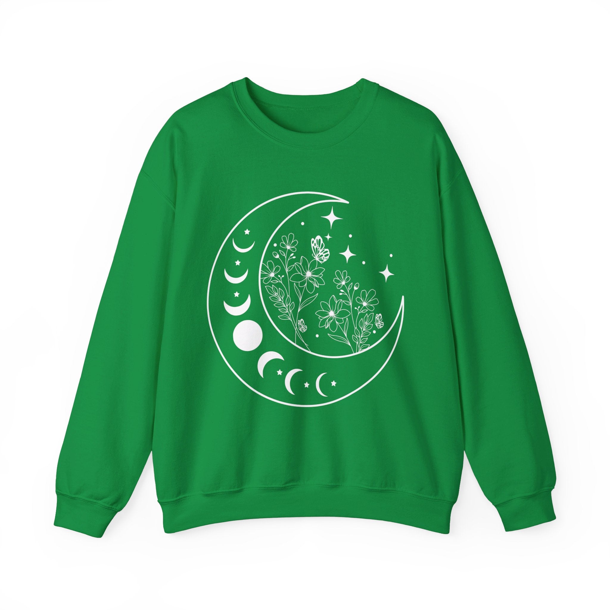 Celestial Moon Sweatshirt, Floral Moon Shirt, Mystical Moon Phase Shirt, Astrology Shirt, Boho Moon Phase Sweatshirt, Trendy Shirts