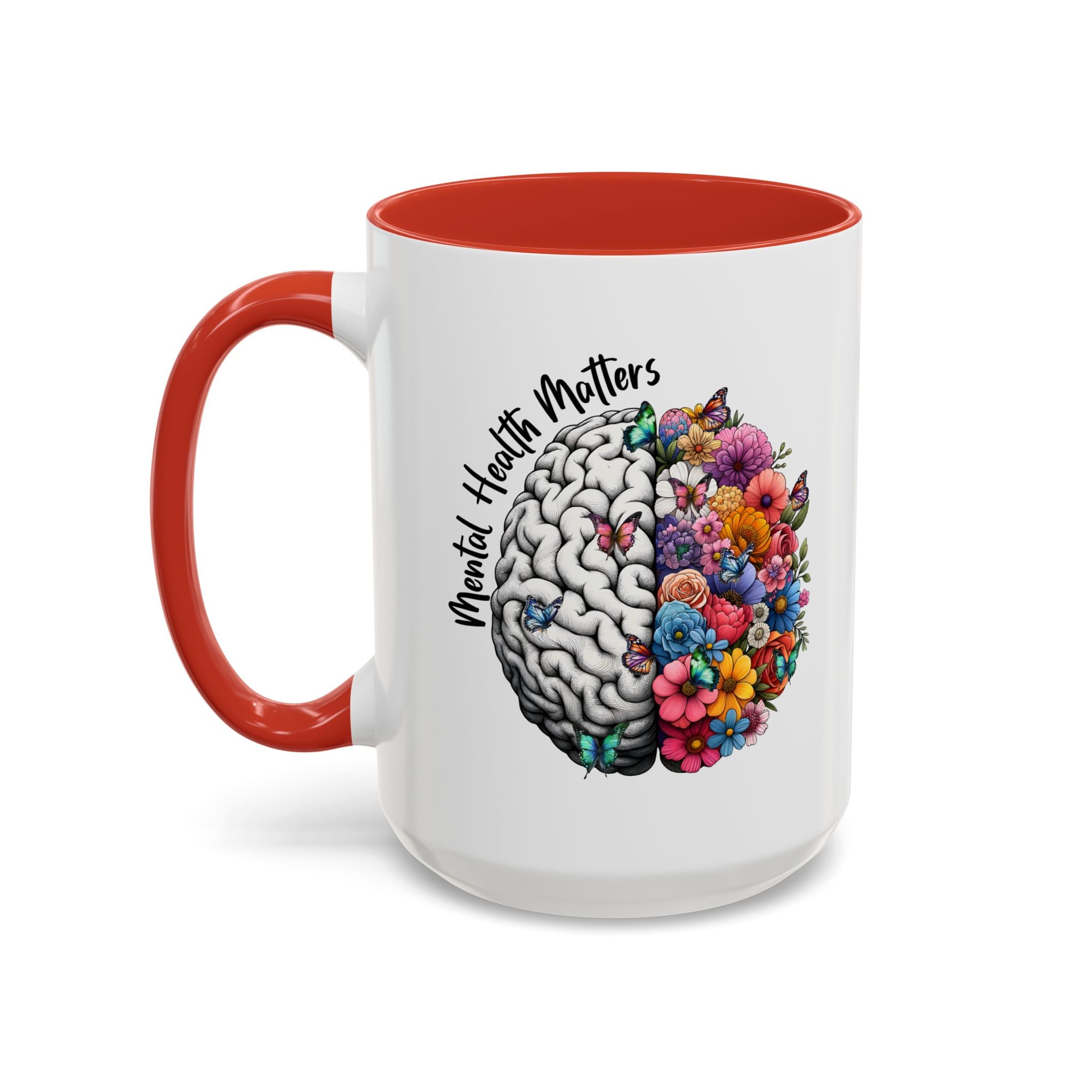 Mental Health Matters, Mental Health Coffee Mug, School Psychologist Mug, Inspirational Gift, Mental Health Awareness Mug, Floral Brain Mug