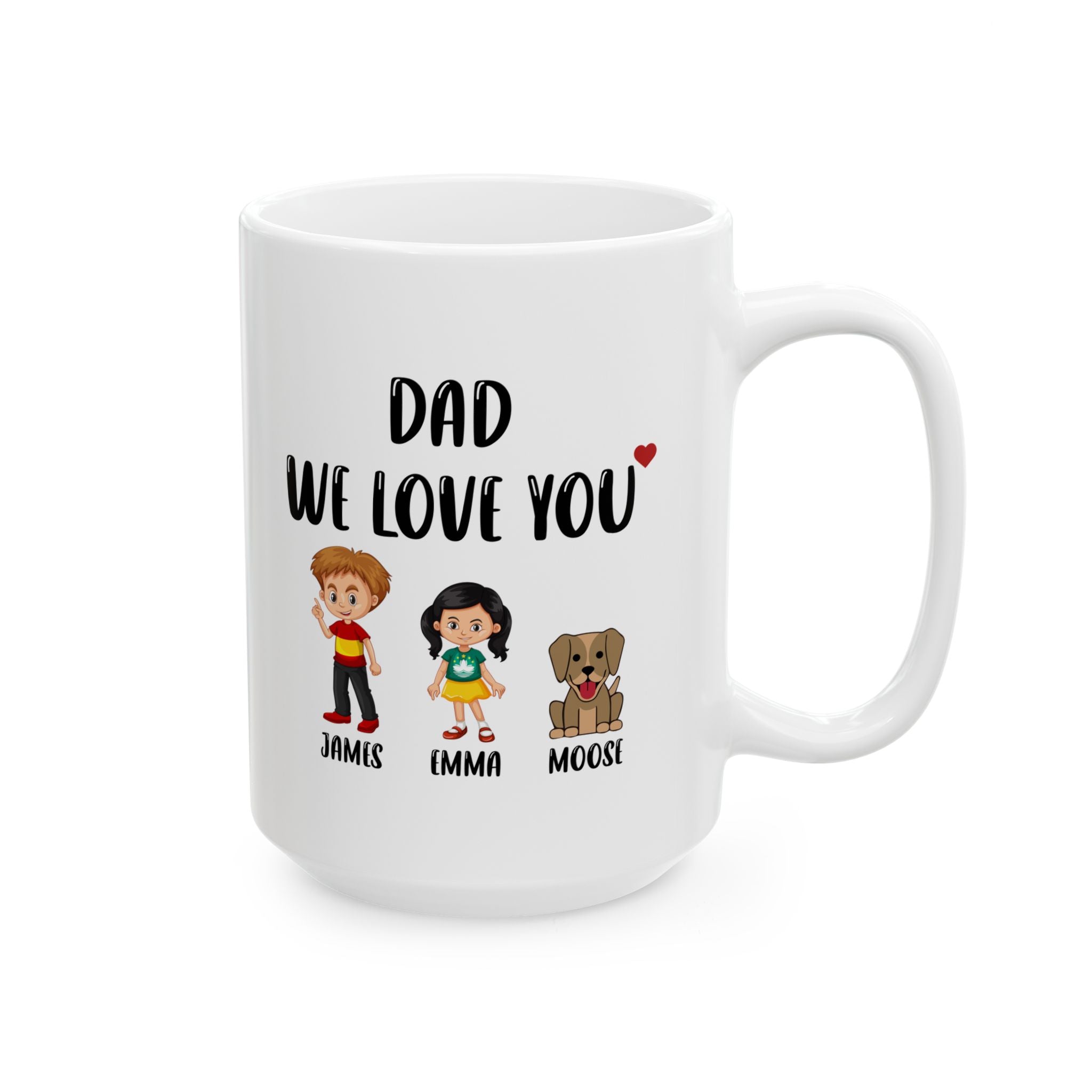 Personalized Father's Day Mug, Custom Children's Names & Illustrations, Unique Coffee Mug for Dad, Father's Day Gift Idea