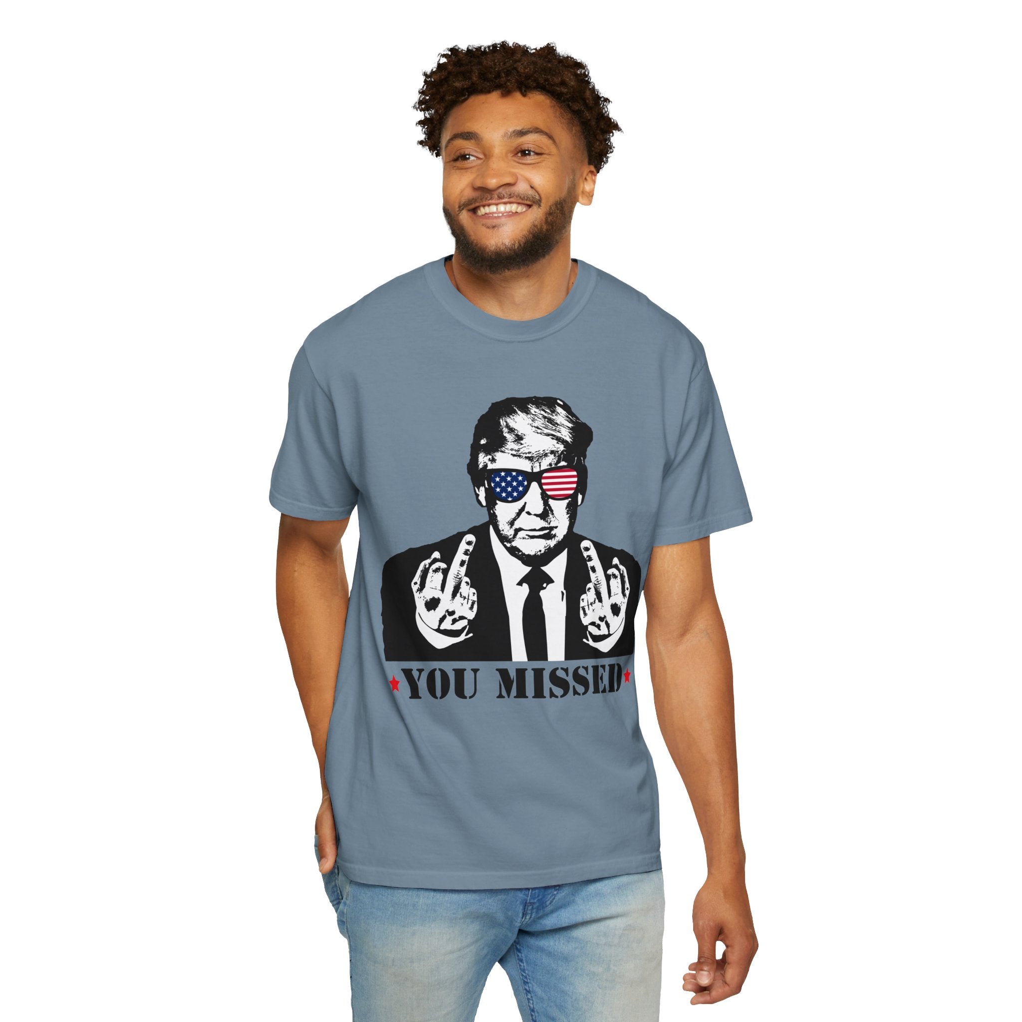 Trump Shirt, You Missed Trump Shirt, Assassination Attempt Trump T-Shirt, Middle Fingers Trump Tee, Presidential Election, Stand With Trump