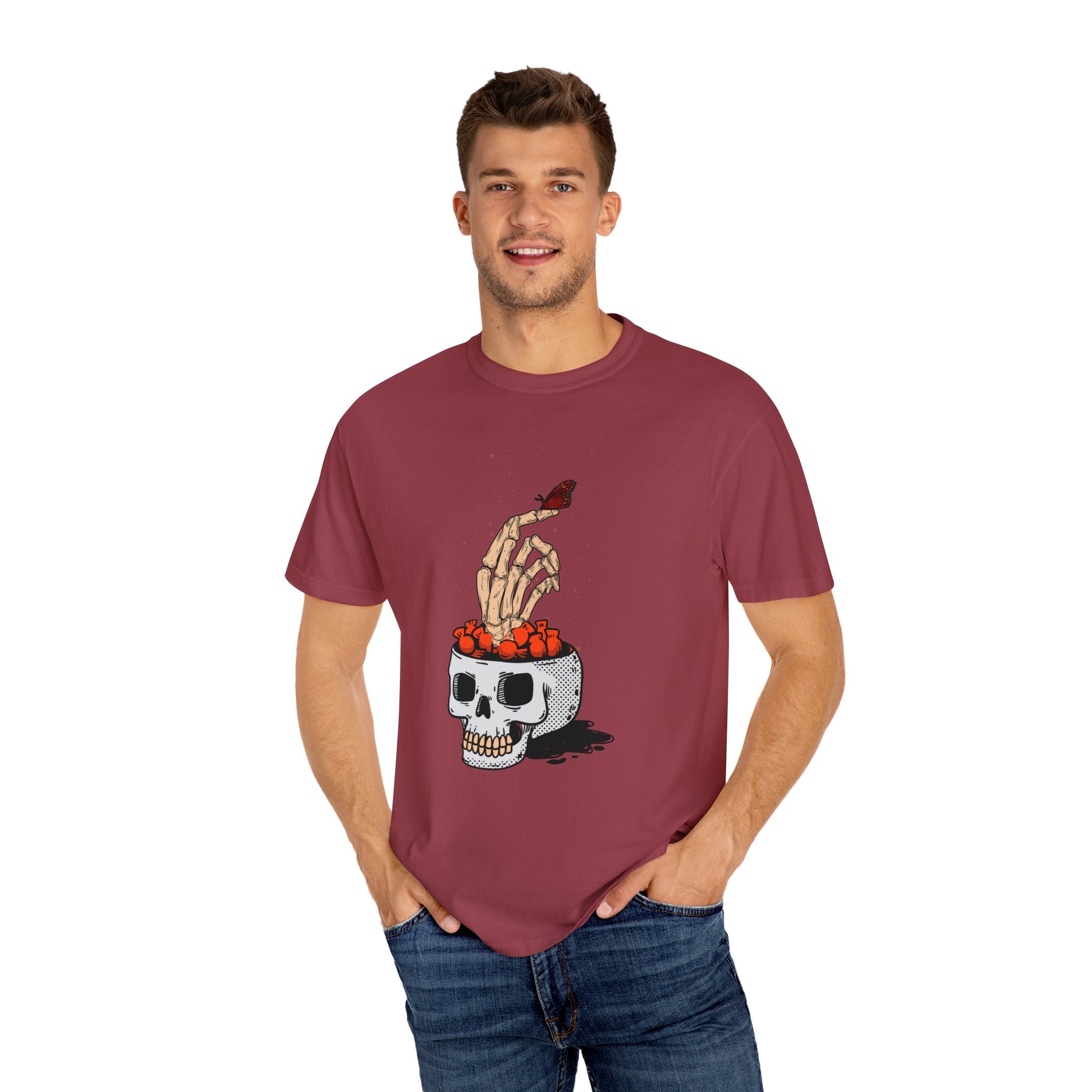 Skull skeleton hand halloween T-Shirt, Skeleton Hand T-Shirt, Skeleton Shirt, Horror Gift, Skeleton Rock Tee, Rock and Roll Shirt, Comfort Colors Shirt