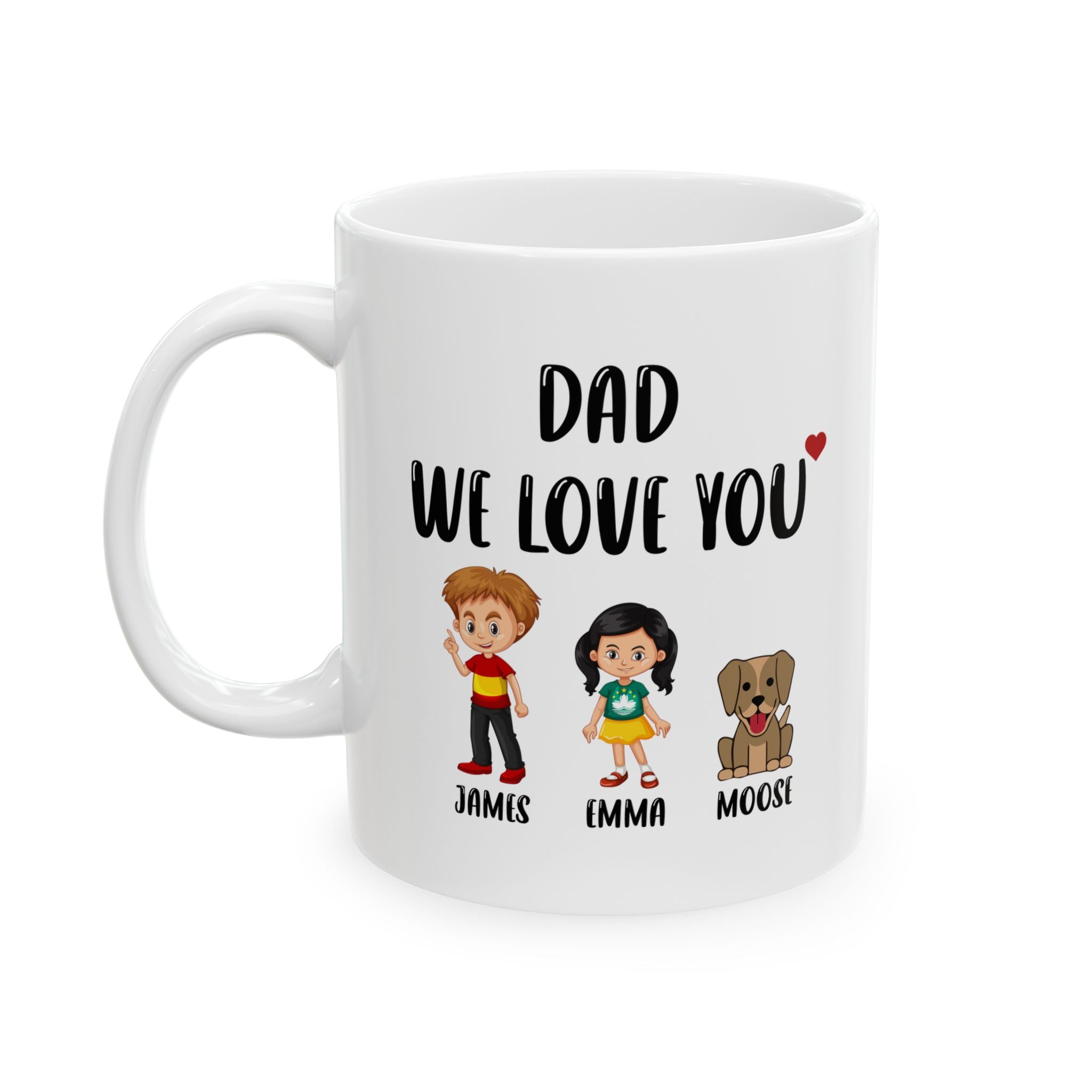 Personalized Father's Day Mug, Custom Children's Names & Illustrations, Unique Coffee Mug for Dad, Father's Day Gift Idea