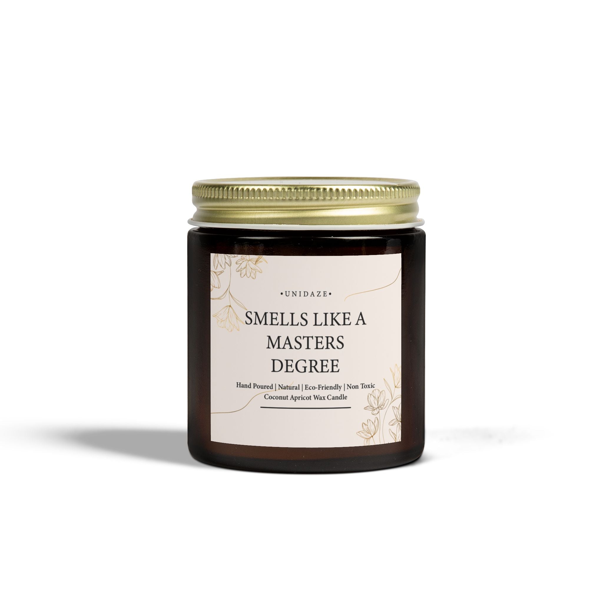 Smells Like A Masters Degree Scented Coconut Candle, Hand Poured 4 oz. 9 oz. Glass Jar, Two Degrees Hotter, Minimal, Graduation Gift, MBA MS MA