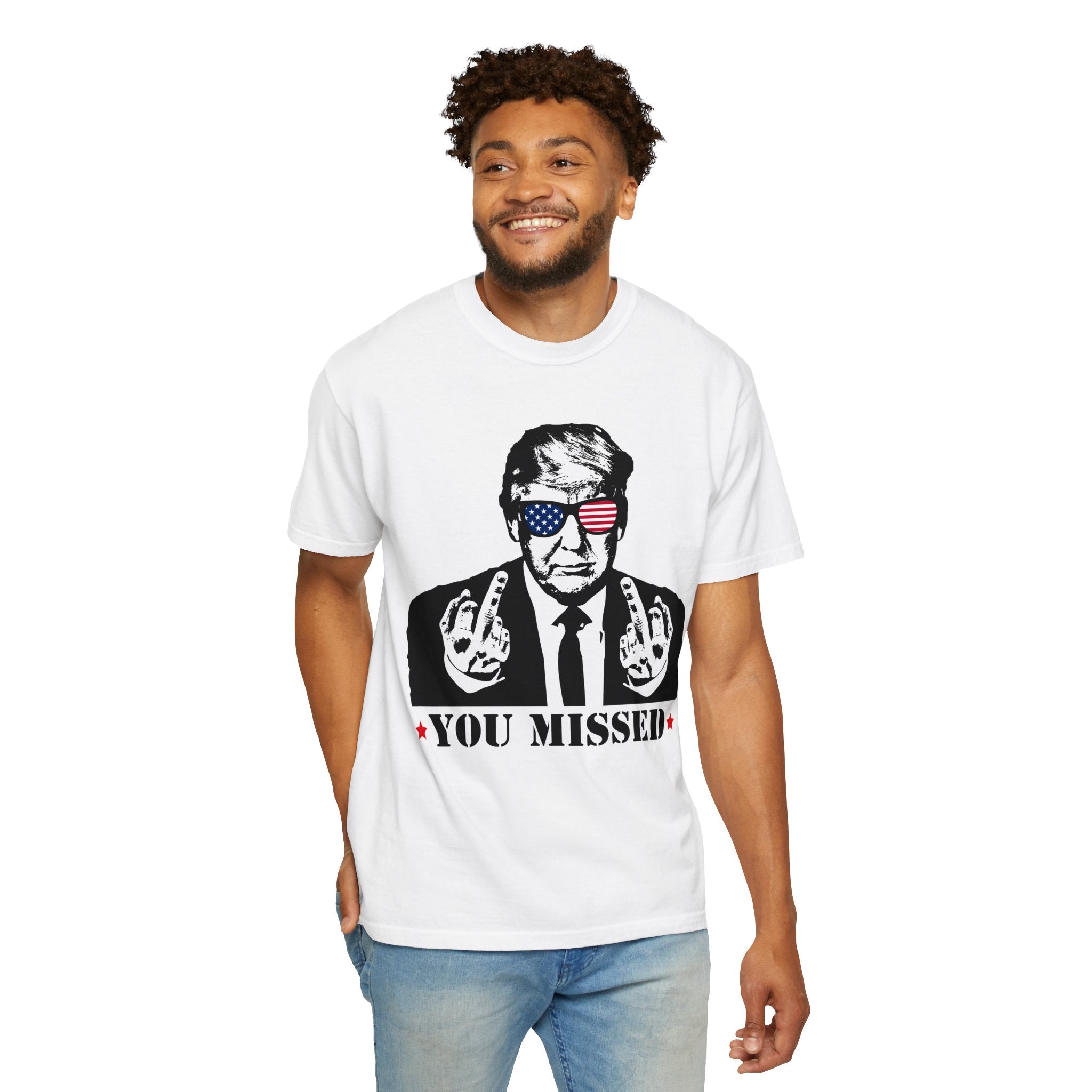 Trump Shirt, You Missed Trump Shirt, Assassination Attempt Trump T-Shirt, Middle Fingers Trump Tee, Presidential Election, Stand With Trump