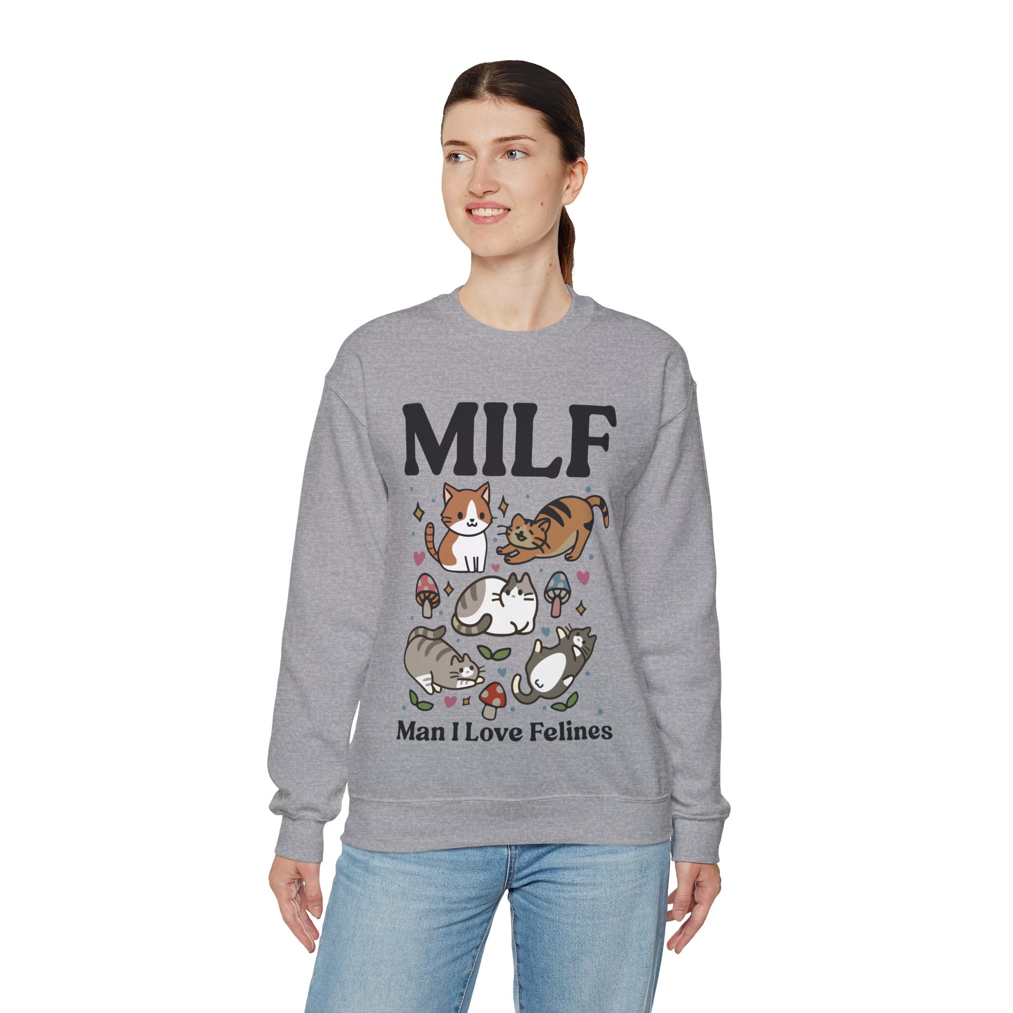 MILF Funny Sweatshirt, Man I Love Felines, Cat Lover Gift, Cat Lover Shirt, Cat Person Gifts, Cat Person Shirt, Mom Shirt Gift, Retro Cat Sweater