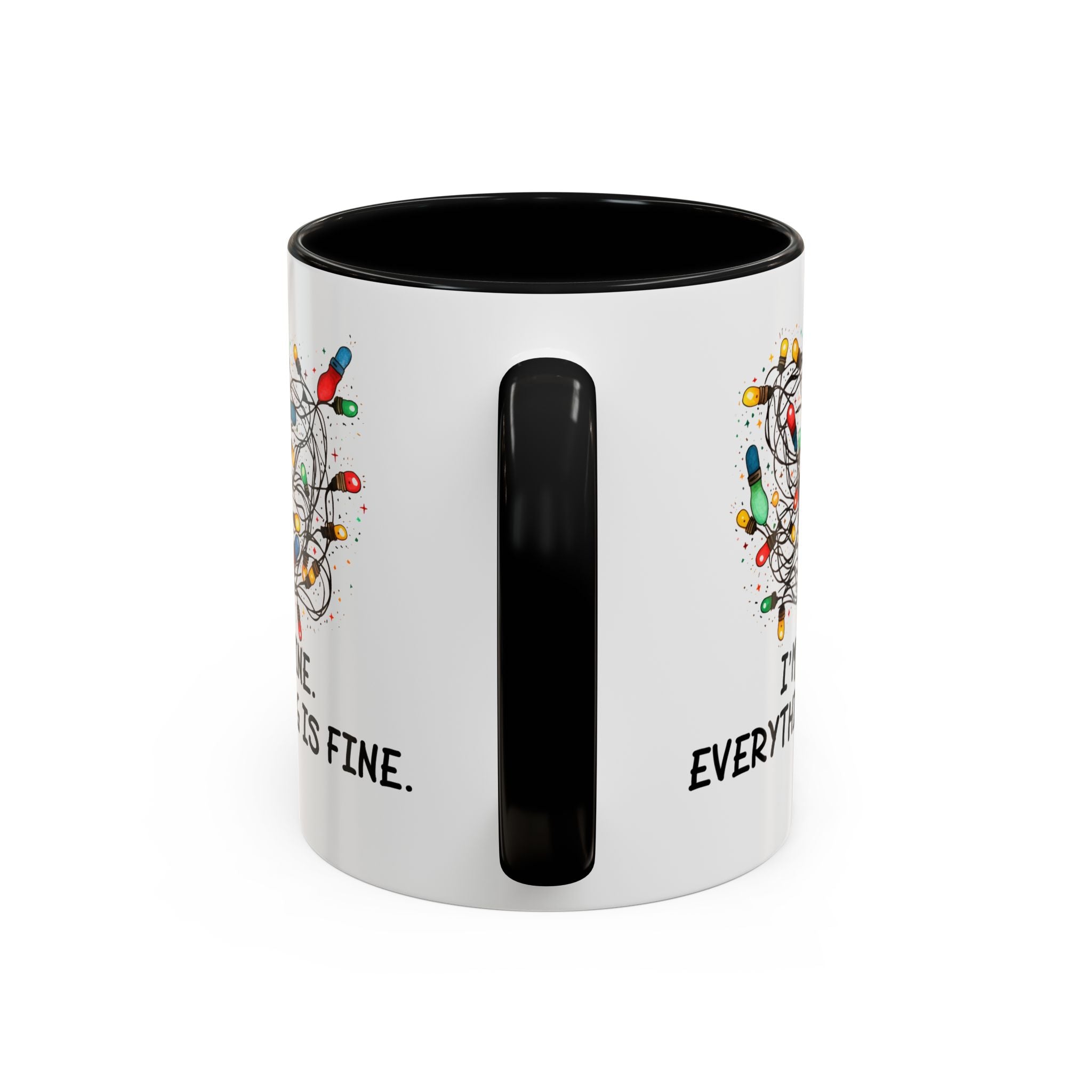 I'm Fine Everything Is Fine Christmas Mug, Christmas Lights Mug, Funny Coffee Mug, Tangled Lights, Crazy Shopping Christmas Mug, Madness