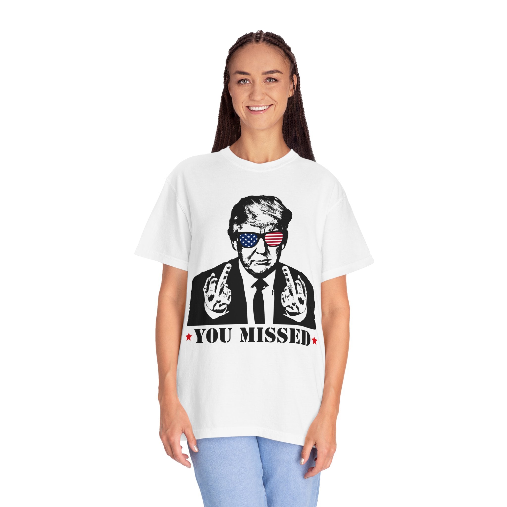 Trump Shirt, You Missed Trump Shirt, Assassination Attempt Trump T-Shirt, Middle Fingers Trump Tee, Presidential Election, Stand With Trump