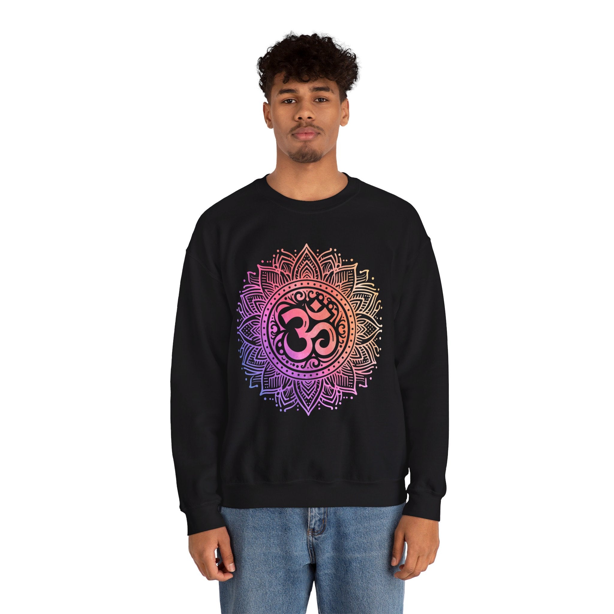 Om Mandala Sacred Geometry Sweatshirt Yoga Art Meditation Mindfulness Gift Boho Aesthetic Clothing