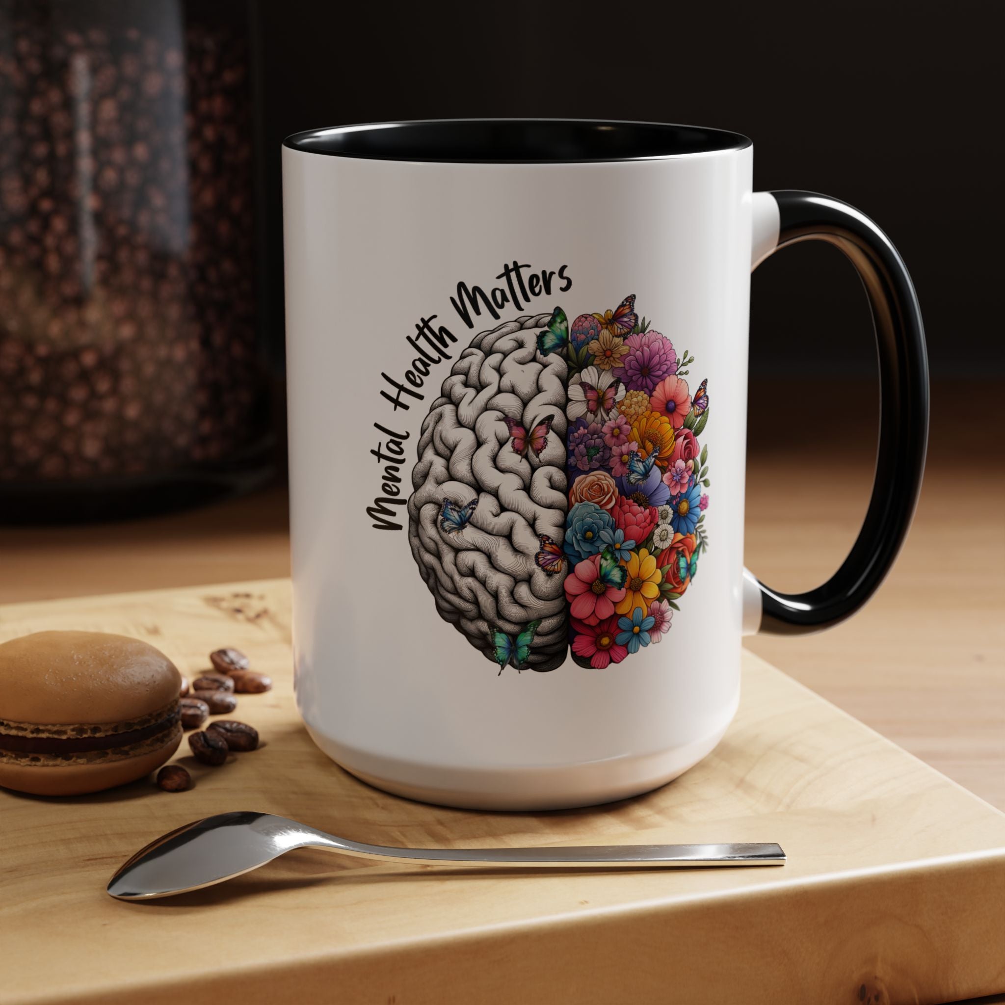 Mental Health Matters, Mental Health Coffee Mug, School Psychologist Mug, Inspirational Gift, Mental Health Awareness Mug, Floral Brain Mug