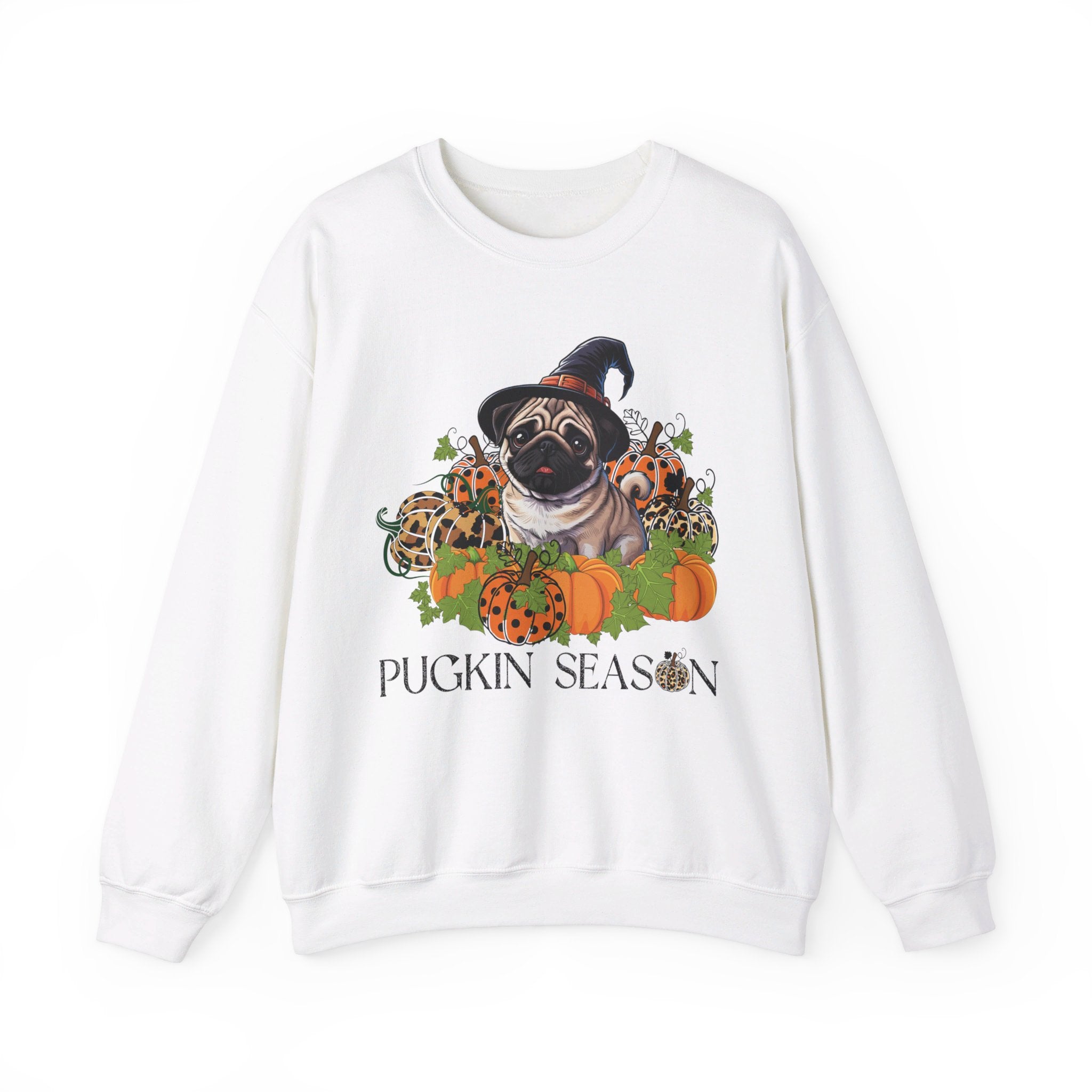 Fall Pug Sweatshirt, Pugkin Season Shirt, Leopard Print Pumpkin T-shirt, Cute Dog Lover Graphic Tee, Halloween Party Gift Tshirt