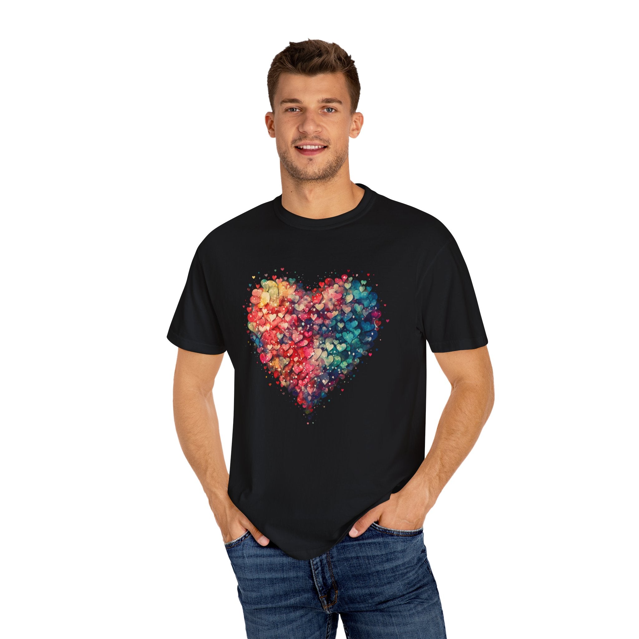 Valentines Watercolor Hearts Shirt, Comfort Color Valentines Day Shirt, Womens Valentines Day Gift, Cute Heart Valentines Love Shirt