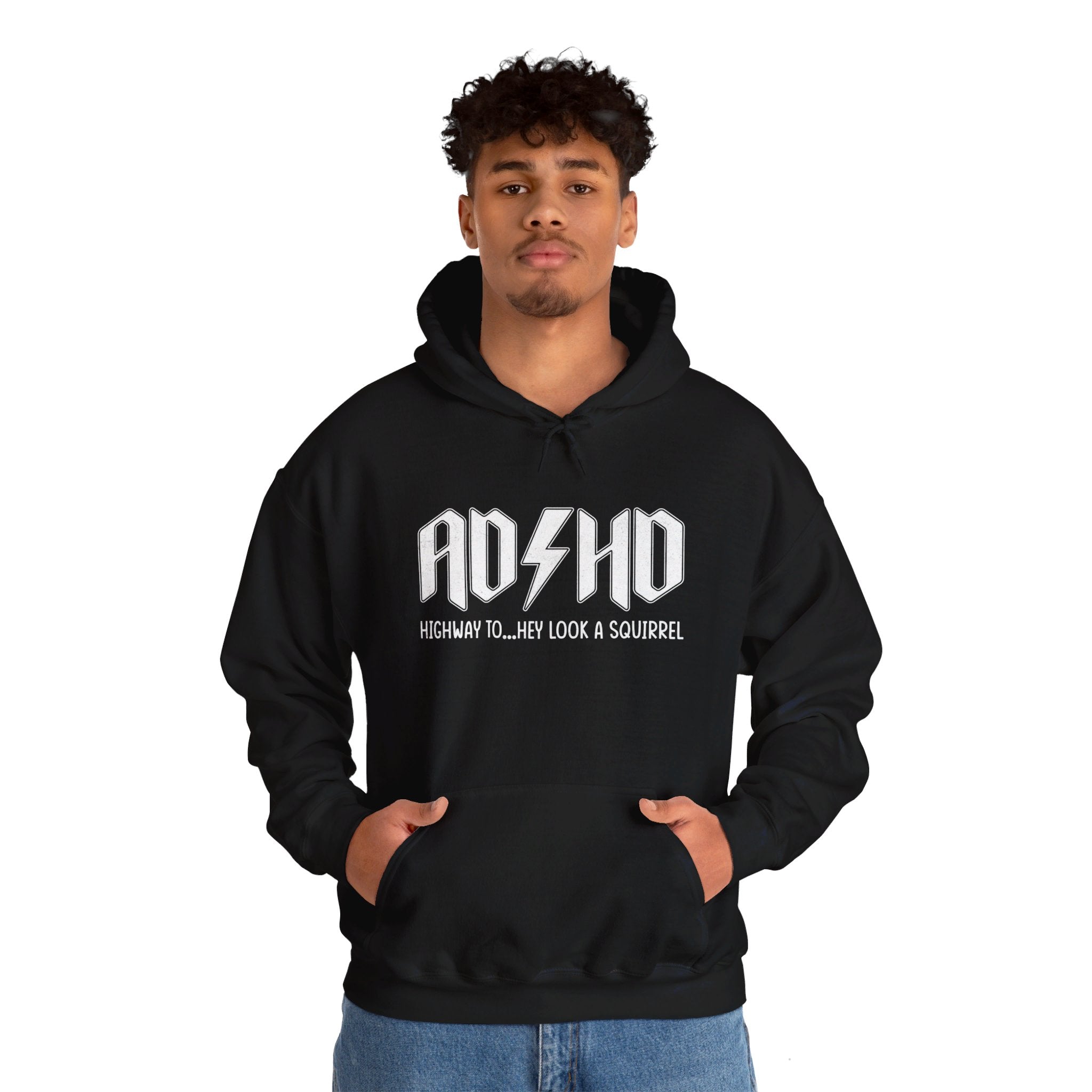 AD HD Highway to... Hey Look a Squirrel Hoodie, Funny Adhd Hoodie, Mental Health Hoodie, Motivational Hoodie, Cool Adhd Hoodie