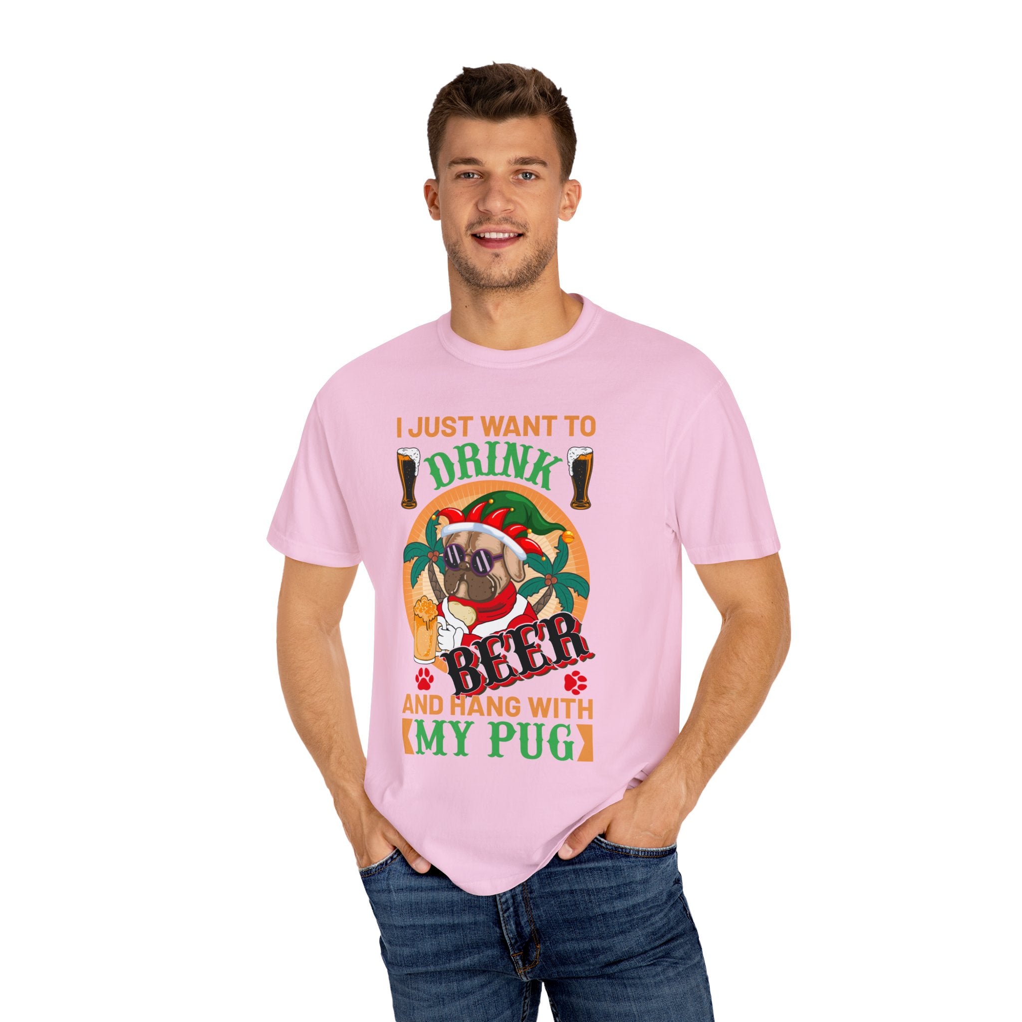 I Just Want To Drink Beer And Hang With My Pug T-Shirt, Funny Christmas Pug Shirt, Proud Pug Owner, Pug Dad Gift, Pug Mom Present, Puggie