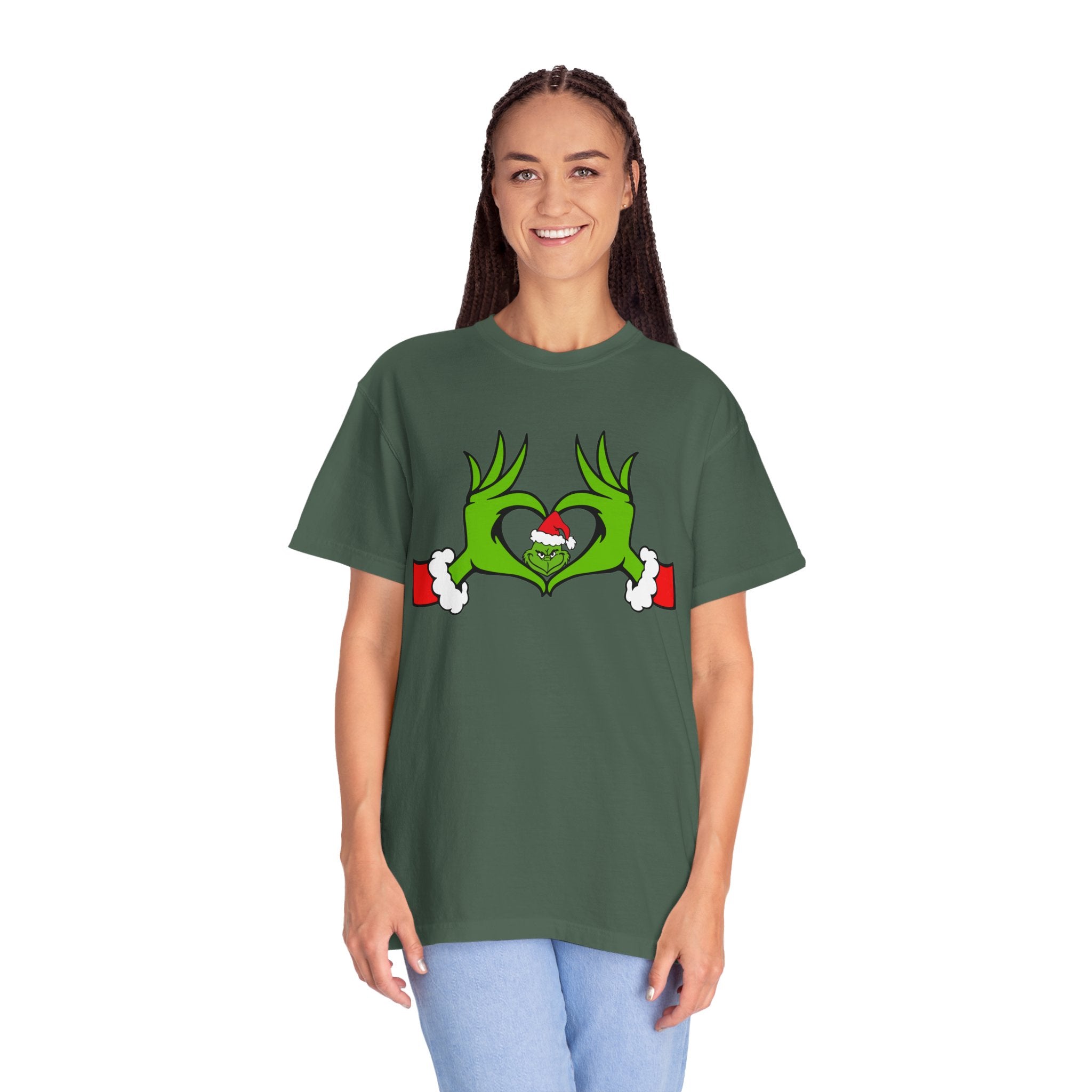 Grinch Heart Hands Graphic Tees, Grinch T-Shirt, Christmas Shirt, Xmas Clothing, Holiday T Shirts, Christmas Gifts, Christmas Party Shirt, Grinchmas T-shirt