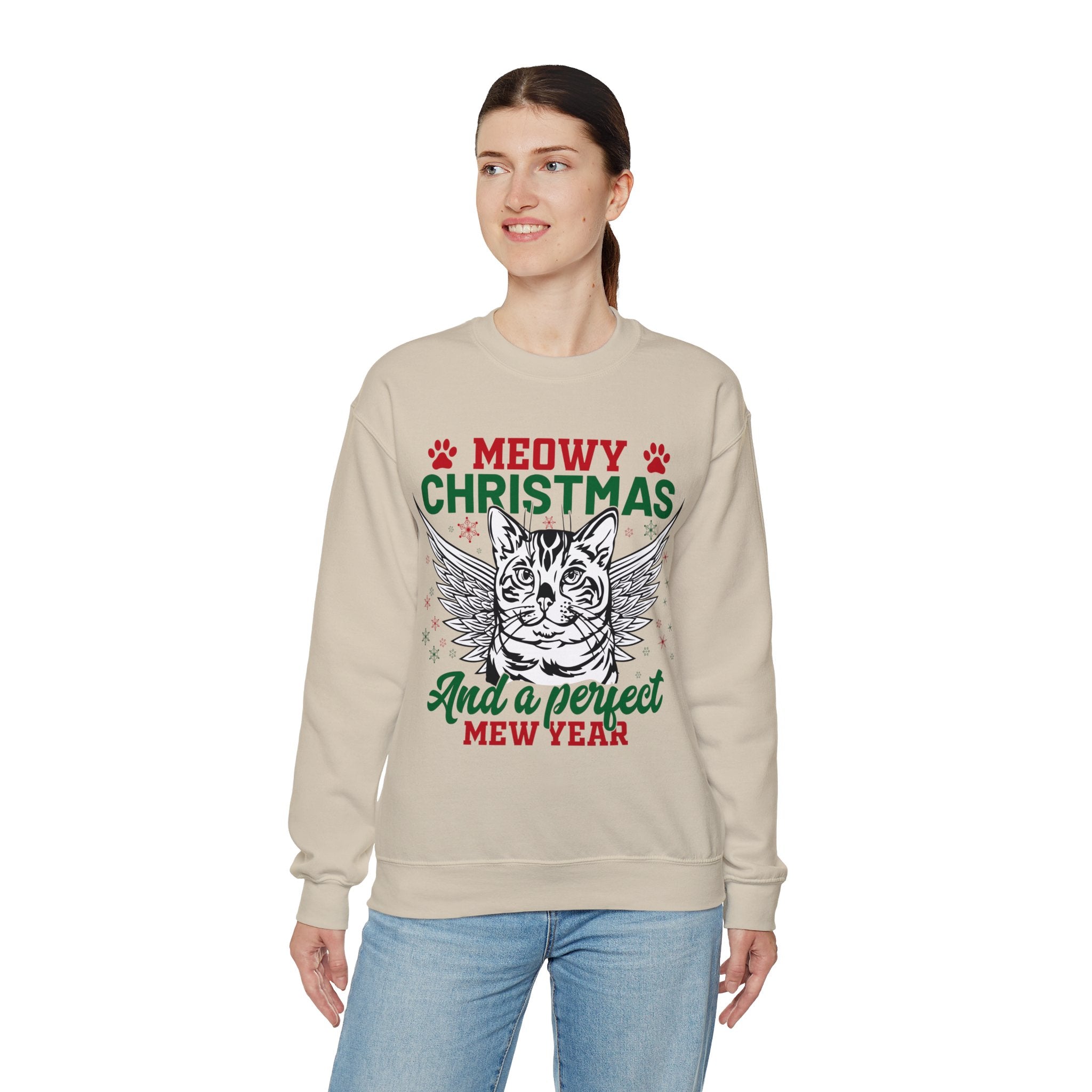 Christmas Cat Sweatshirt, Meowy Christmas Sweatshirt, Trendy Christmas Sweatshirt, Happy New Year, Funny Cat Sweatshirt, Meowy Sweatshirt