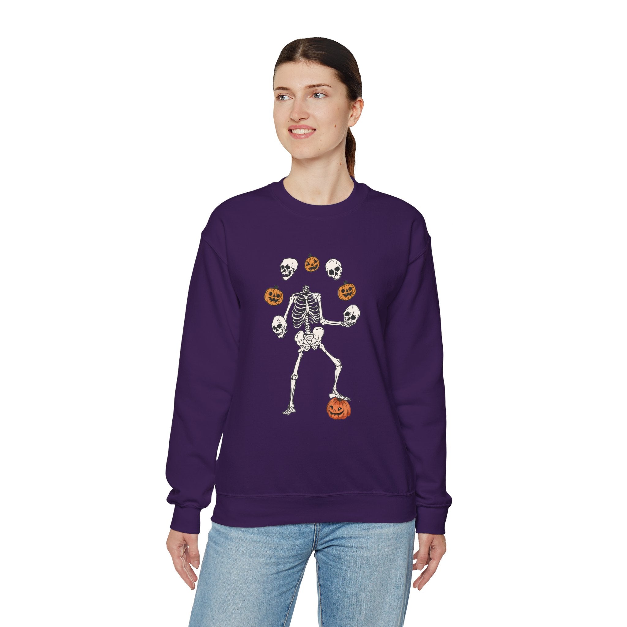 Dancing Skeleton Sweatshirt, Pumpkin Sweater, Pumpkin Skeleton Shirt, Fall Sweatshirt, Halloween Party Sweatshirt, Spooky Season Sweatshirt