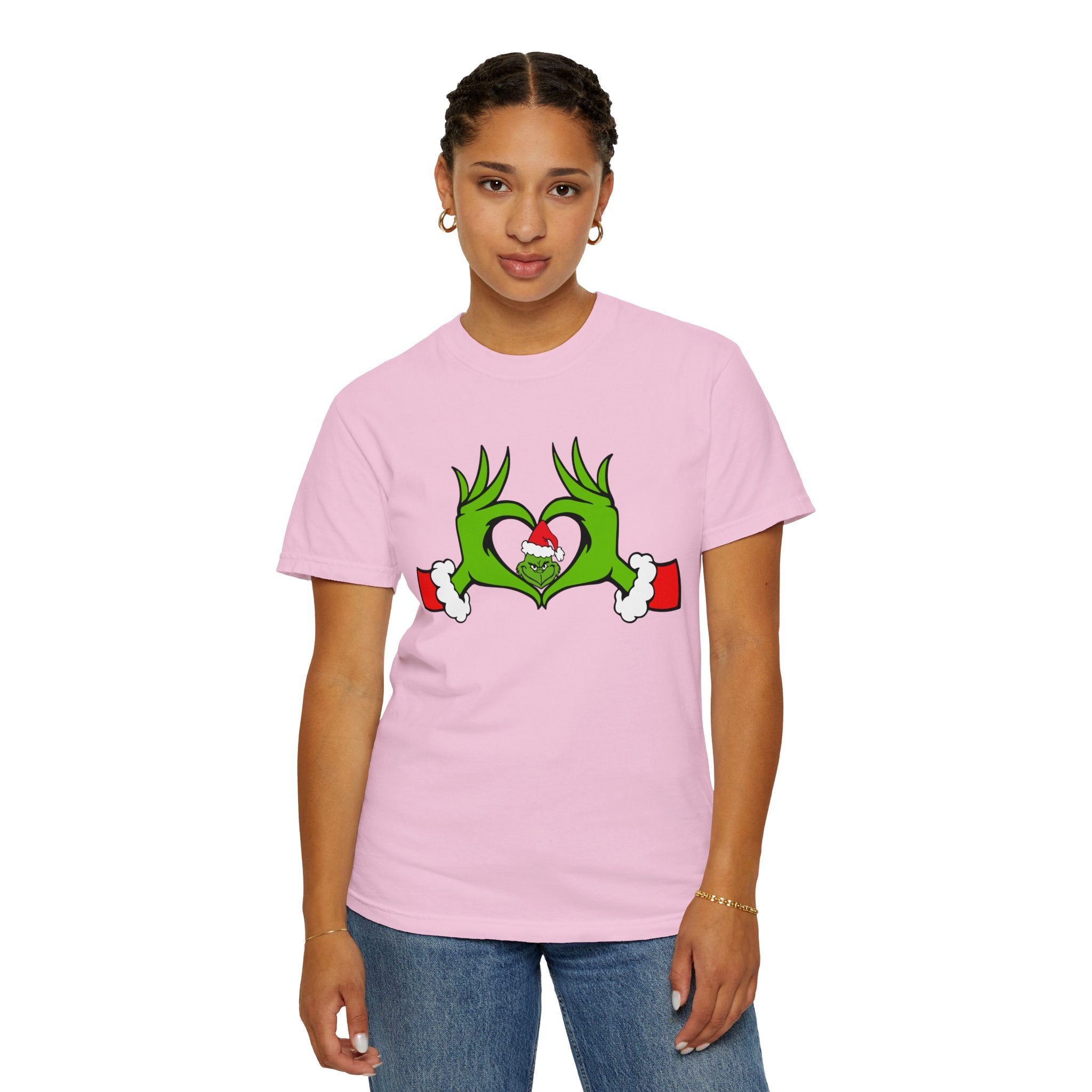 Grinch Heart Hands Graphic Tees, Grinch T-Shirt, Christmas Shirt, Xmas Clothing, Holiday T Shirts, Christmas Gifts, Christmas Party Shirt, Grinchmas T-shirt