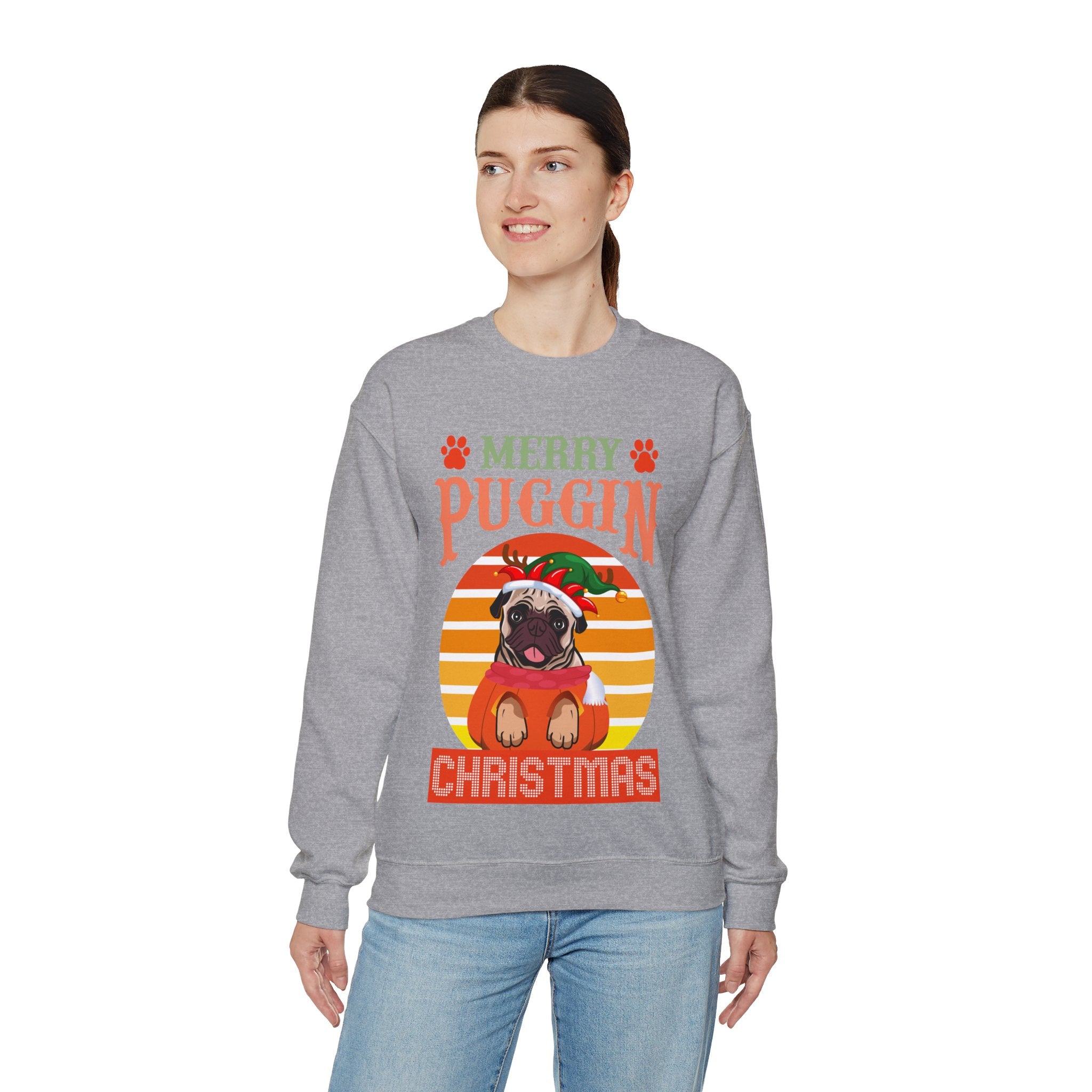 Pug Christmas Sweatshirt, Dog Lover Gift, Holiday Sweaters, Christmas Pugs Shirt, Pug In Santa Hat, Dog Mom Shirt, Santa Pug Shirt