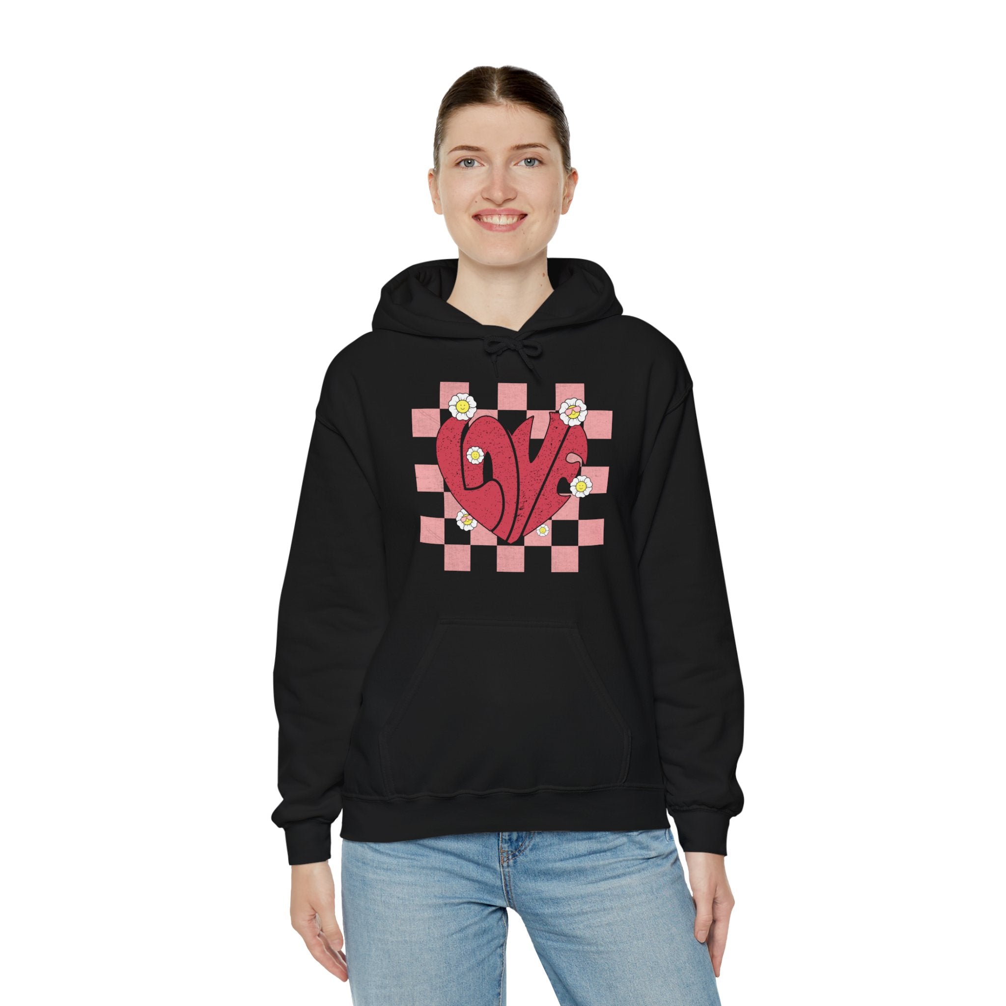 Valentine Heart Hoodie, Retro Love Hoodie, Love Shirt, Xoxo Shirt, Valentines Day Gift, Checker heart Hoodie, Heart Love Shirt